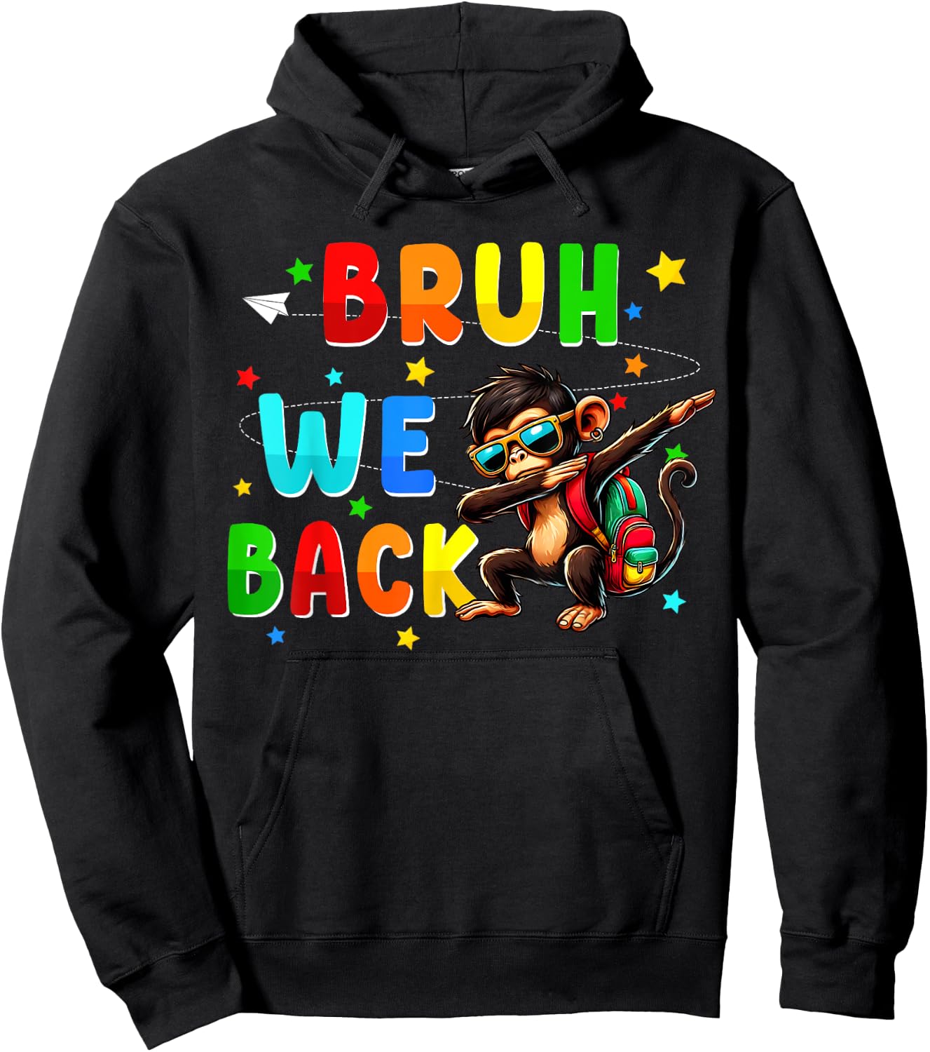 Bruh we back funny back to school stuffs dabbing Monkey Hoodie - Hoodie | Black