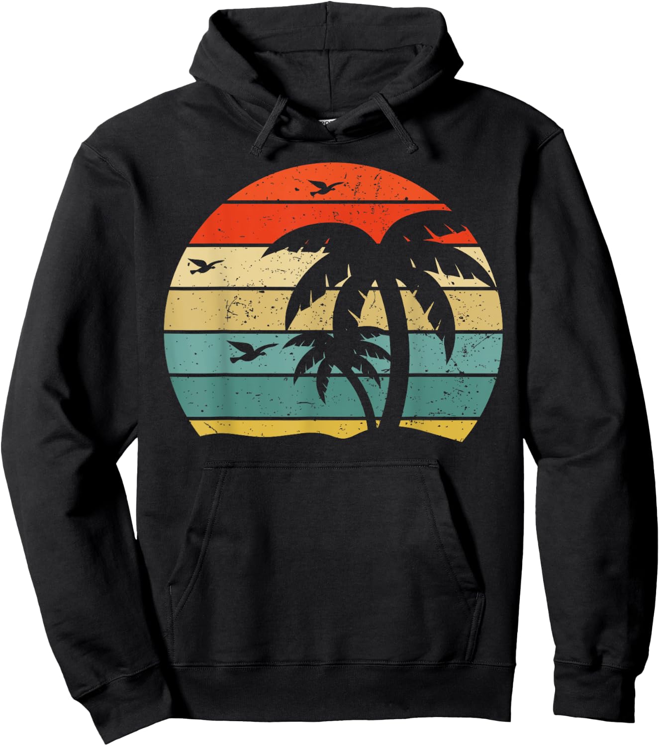 Cool Tropical Palm Trees Beach Retro Holiday Vintage Hoodie - Hoodie | Black