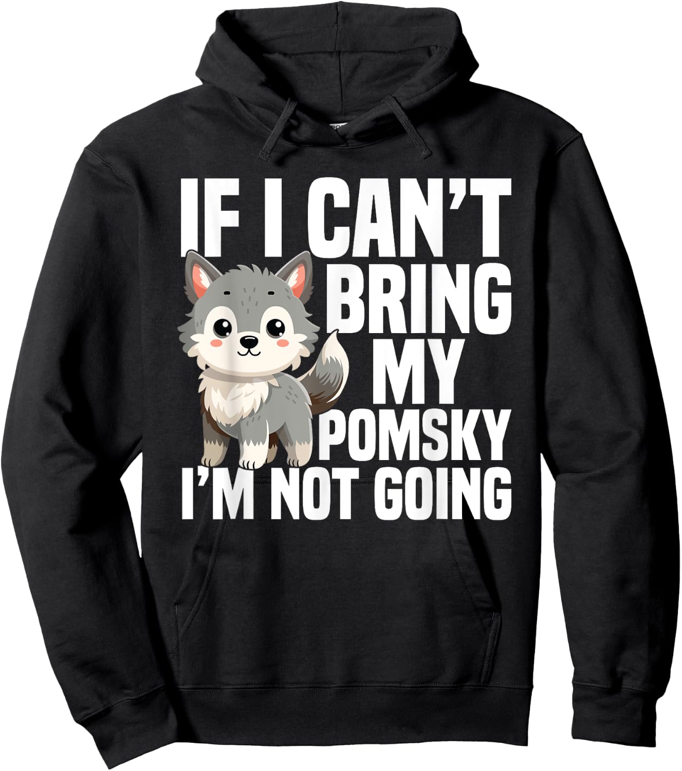 Pomsky Stuffed Animal Dog Plush Harness for Pomsky Women Hoodie - Hoodie | Black