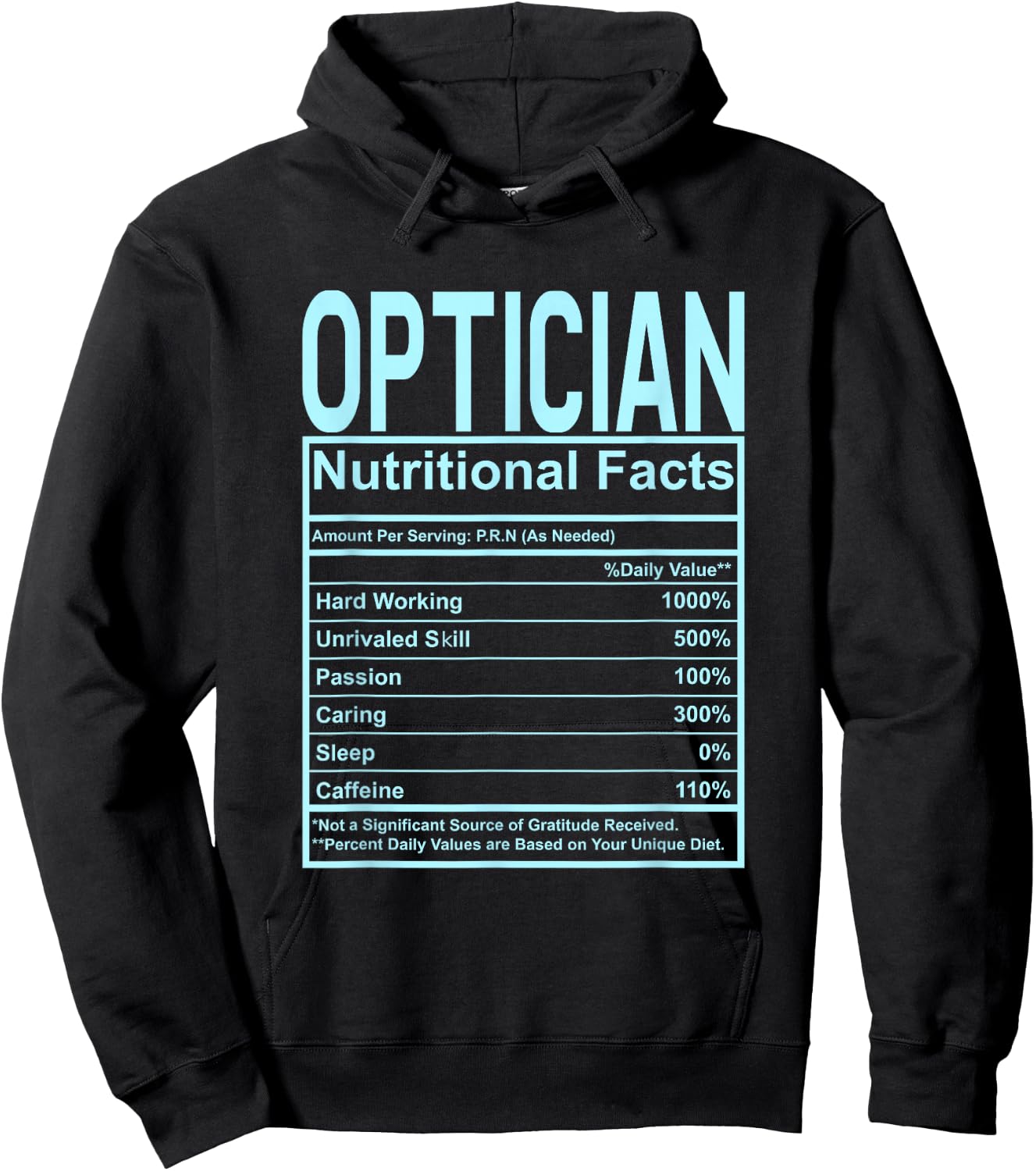 Funny Nutrition Facts Optician Hoodie - Hoodie | Black