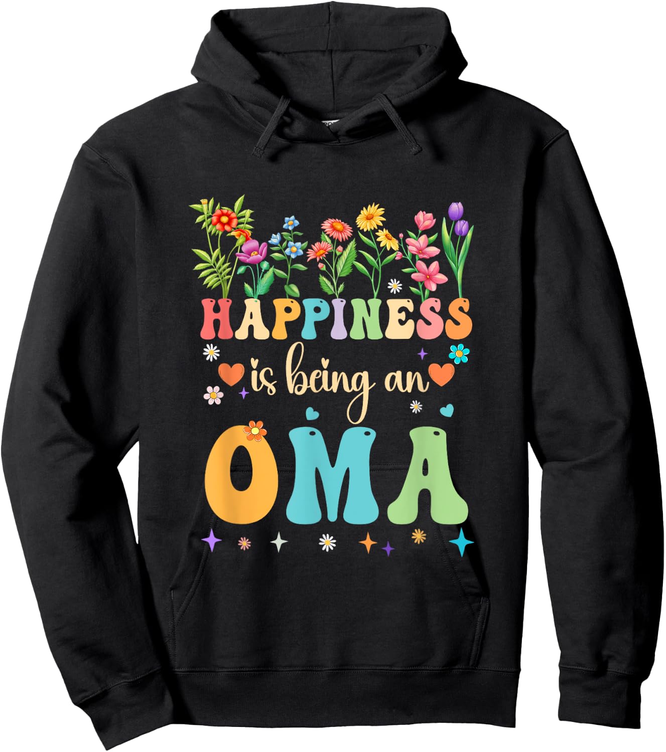 Happiness Is Being An Oma Floral Design Oma Mothers Day Hoodie - Hoodie | Black