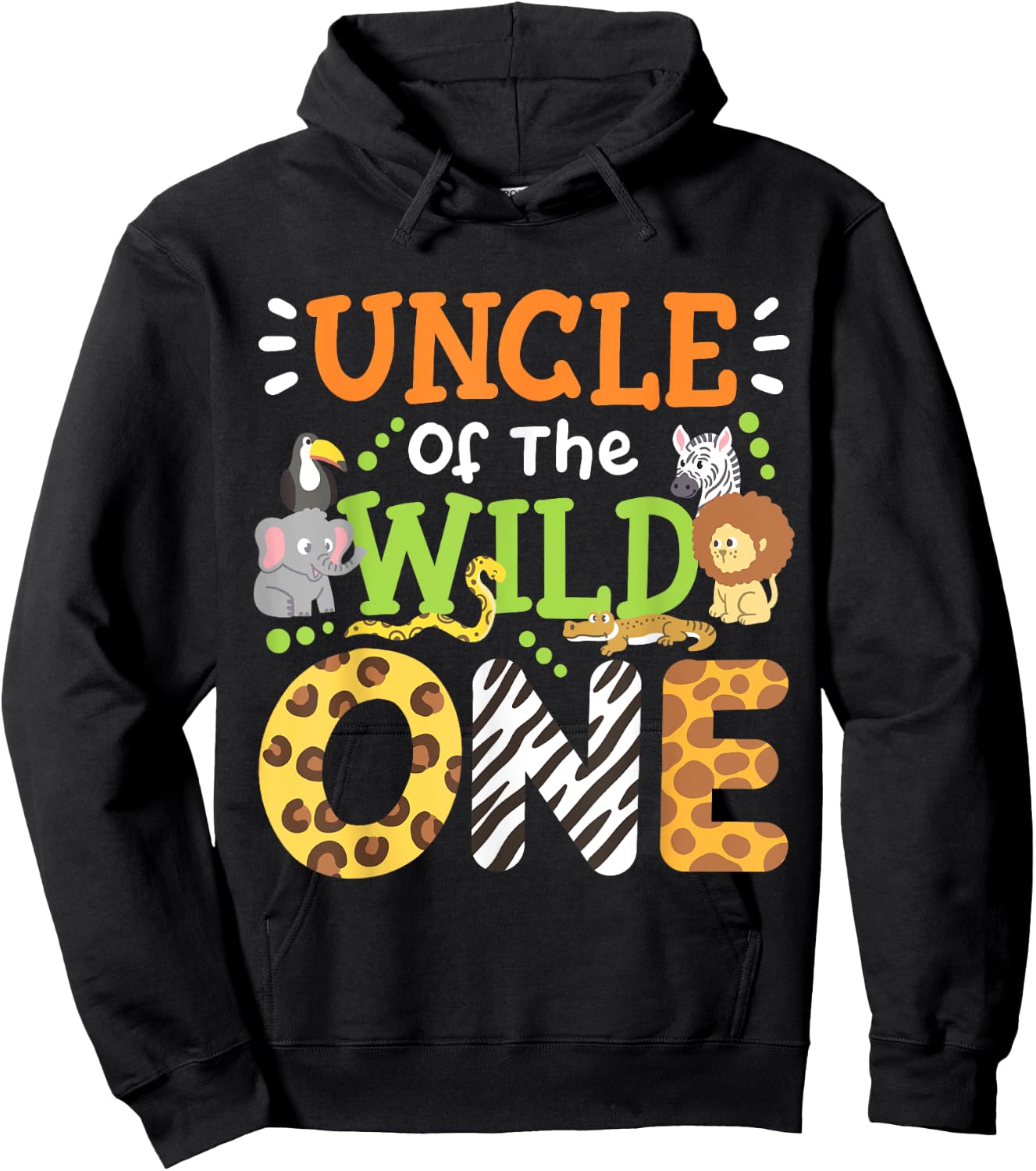 Uncle Of The Wild One Kids Boys Safari Zoo Birthday Family Hoodie - Hoodie | Black