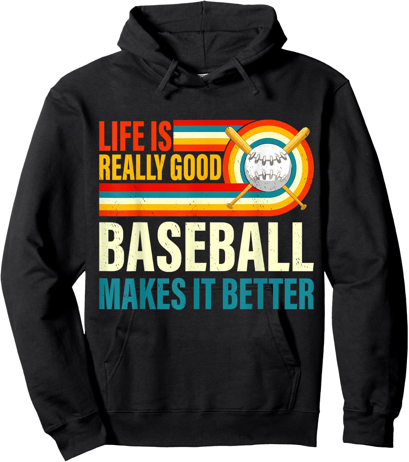 Life Is Really Good Baseball Makes it Better Baseball Player Hoodie - Hoodie | Black