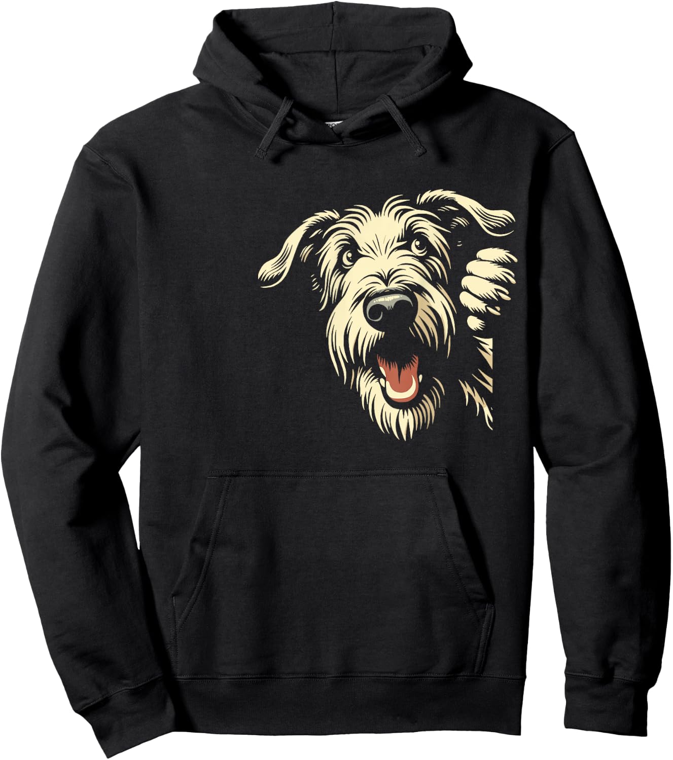 Funny Irish Wolfhound Peeking Dog Graphic Design Hoodie - Hoodie | Black