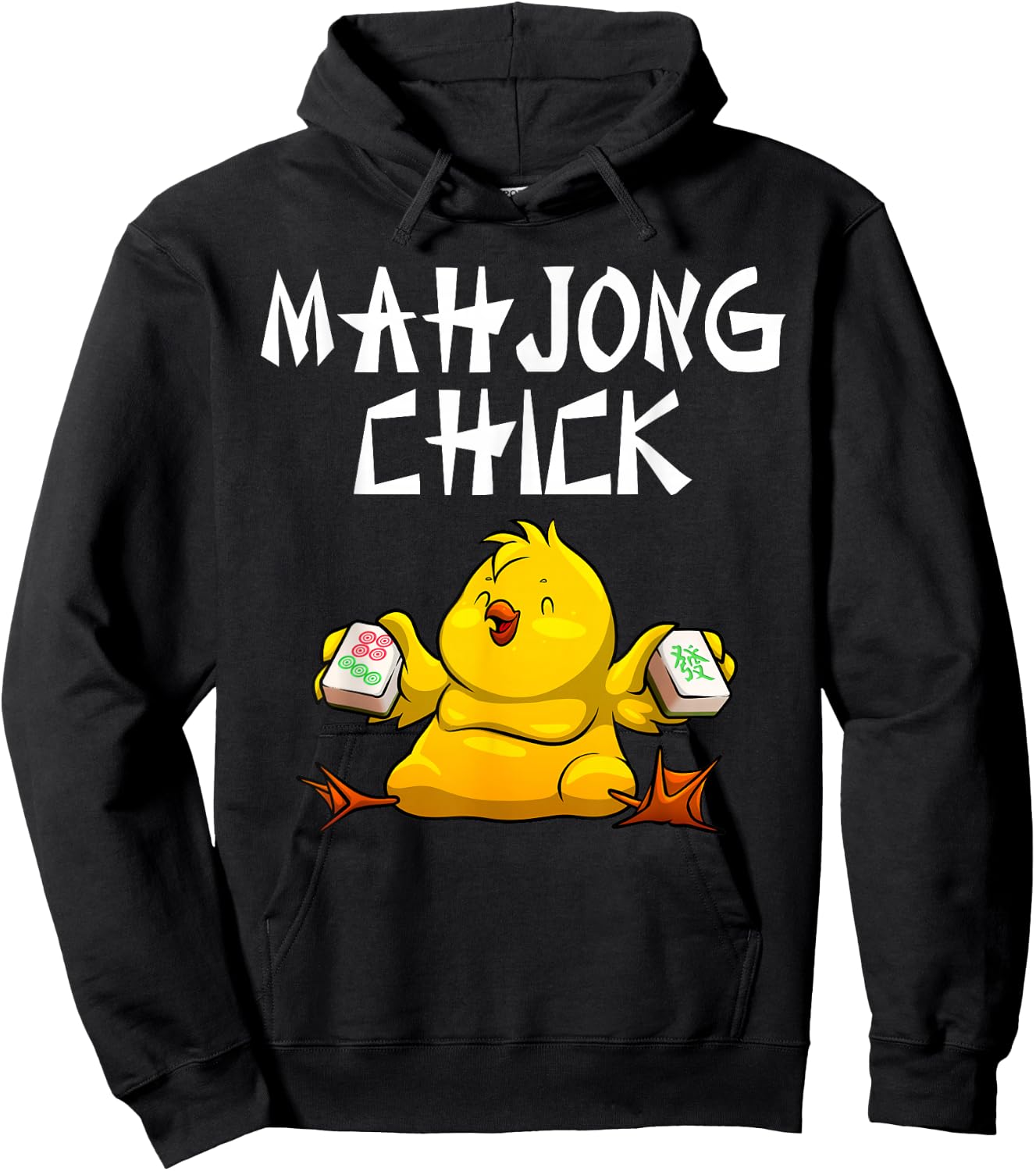 Funny Mahjong Chick Design Girls Mahjong Player Hoodie - Hoodie | Black