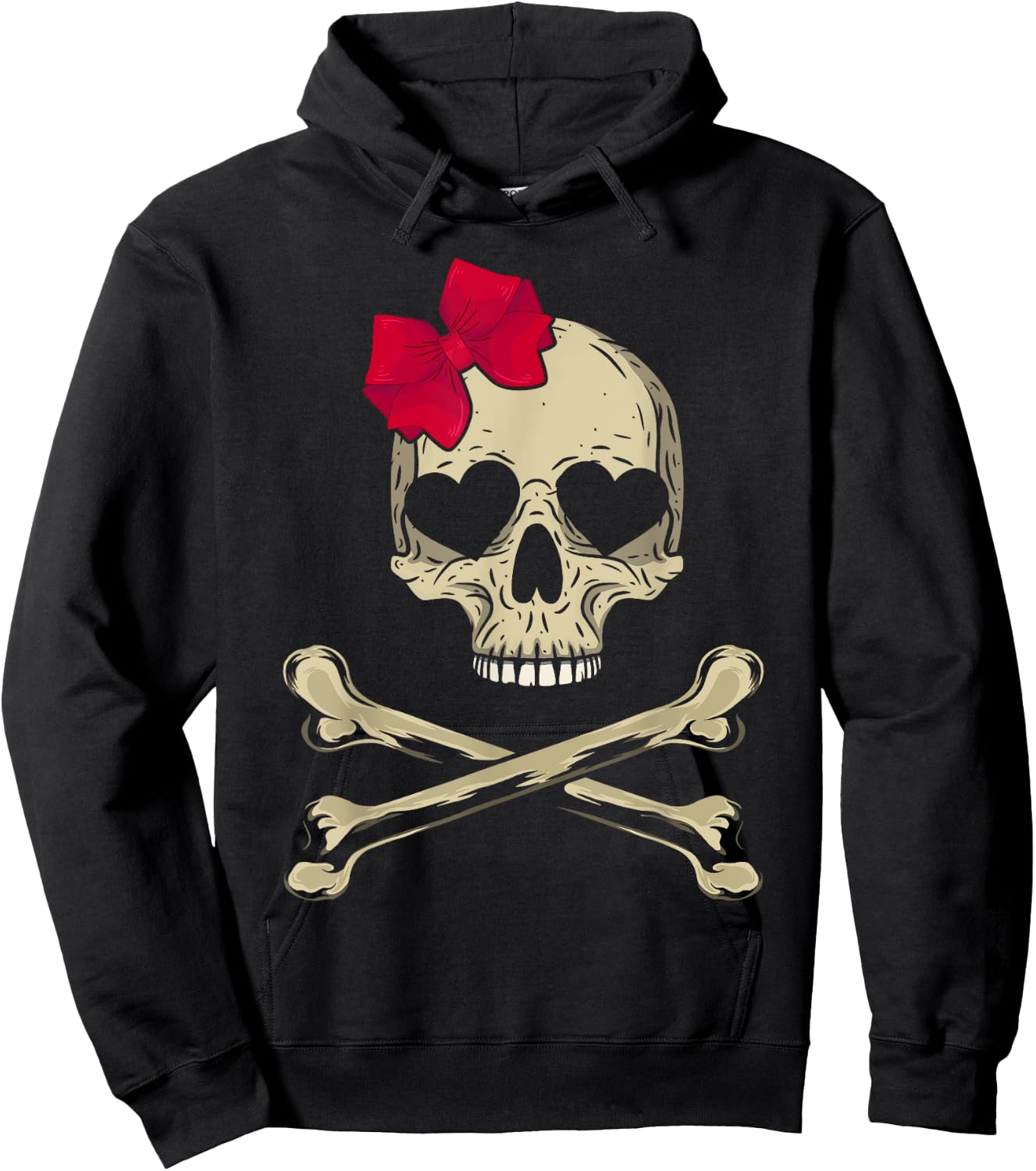 Cute Skull and Cross bone Pink Bow Tie Women Girls Adorable Hoodie - Hoodie | Black