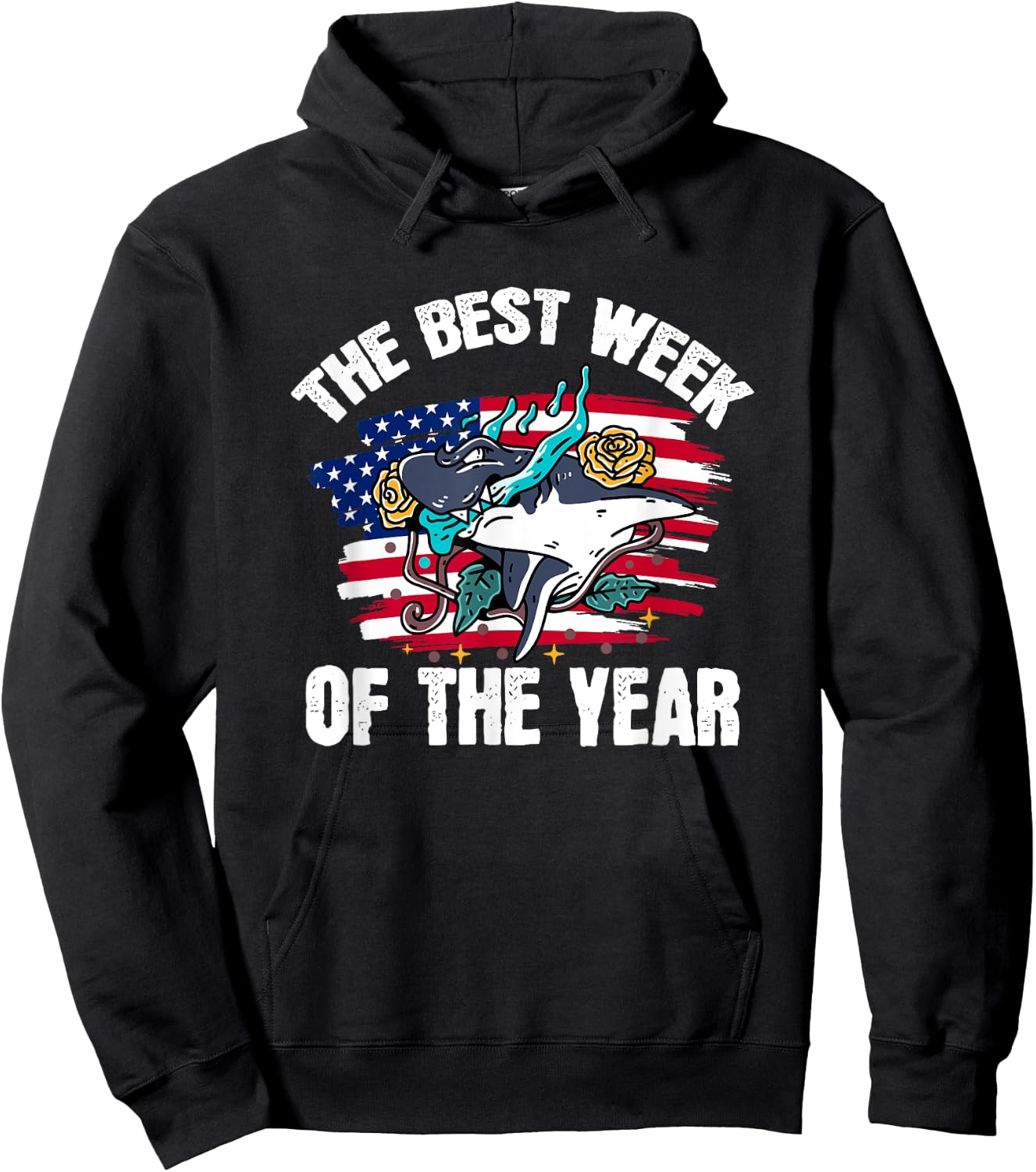 Vintage USA It's The Best Week Of The Year Shark Hoodie - Hoodie | Black
