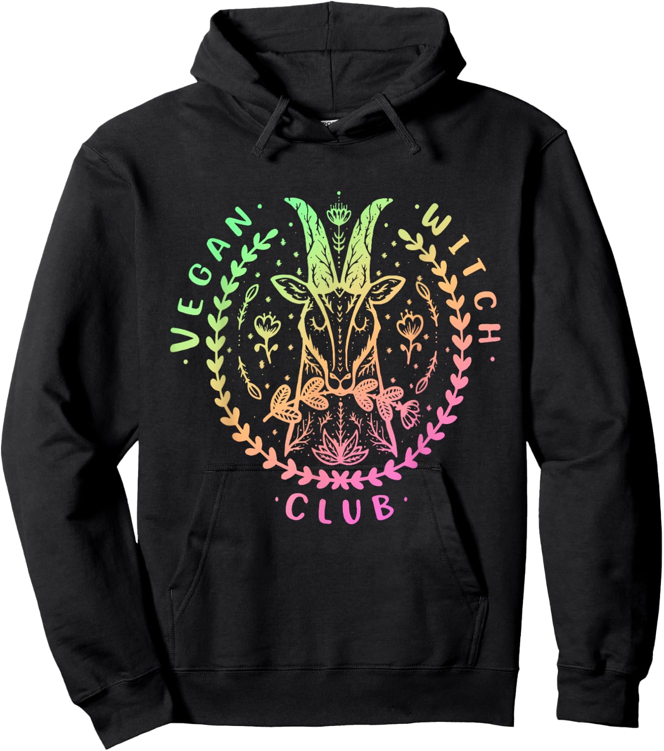 Vegan Witch Club Goat Design Hoodie - Hoodie | Black