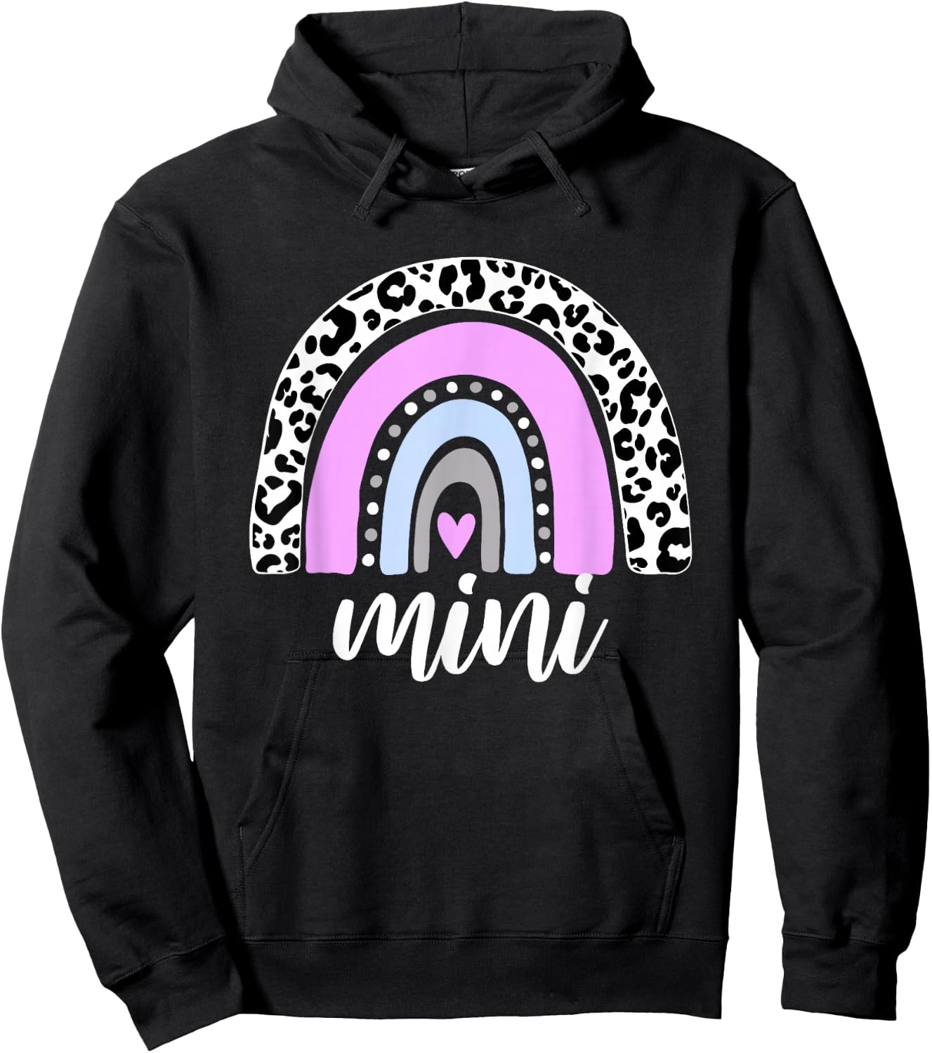 Mini Rainbow Leopard Mum Blessed Mum & Mini Matching Hoodie - Hoodie | Black