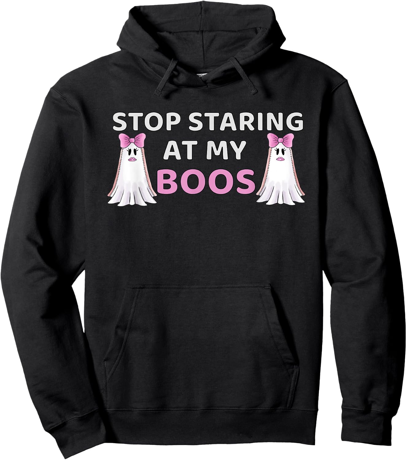 Stop Staring at My BOOS, Halloween Boo Pun Hoodie - Hoodie | Black