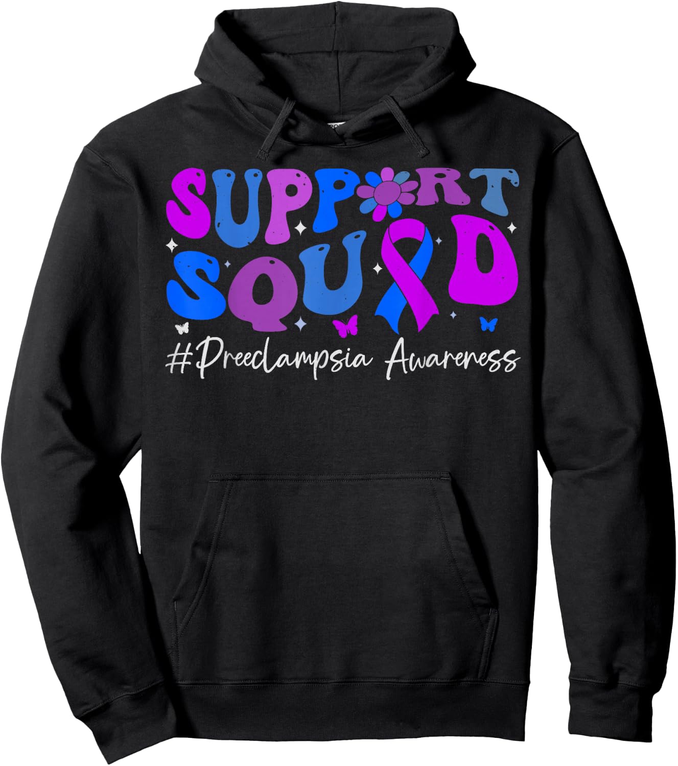 Preeclampsia Awareness Support Squad Groovy Women Hoodie - Hoodie | Black
