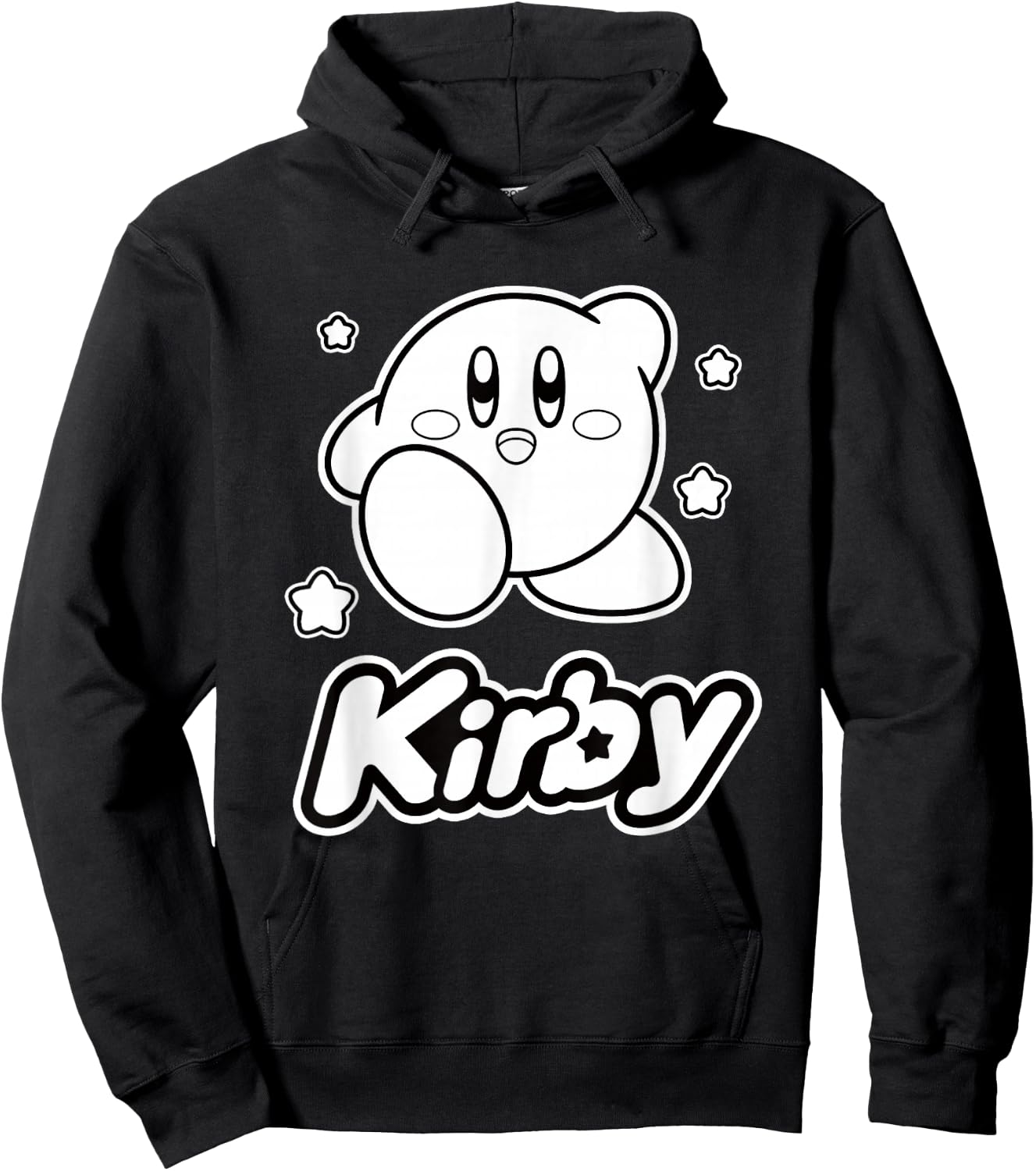 Kirby Stars Black & White Big Character Portrait Hoodie - Hoodie | Black