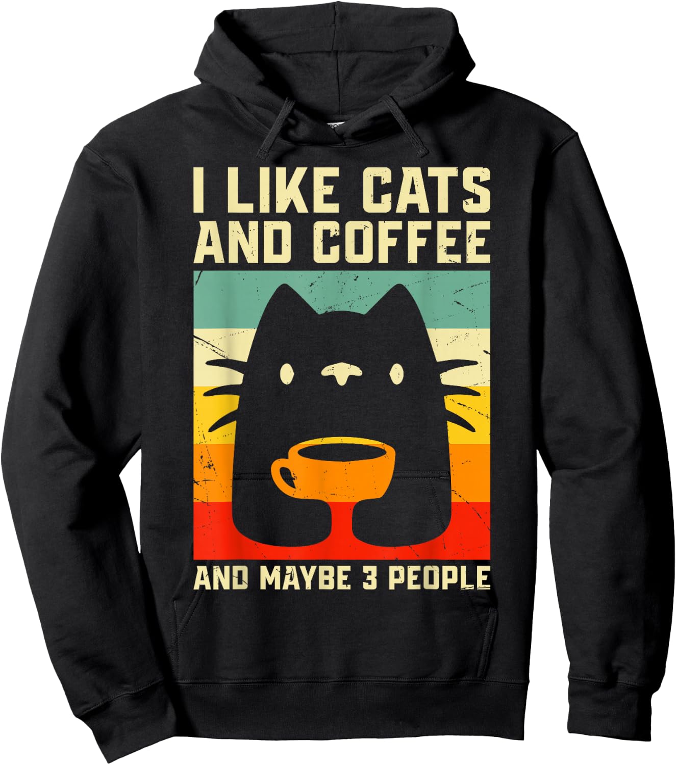 I Like Cats and Coffee and Maybe 3 People Hoodie - Hoodie | Black