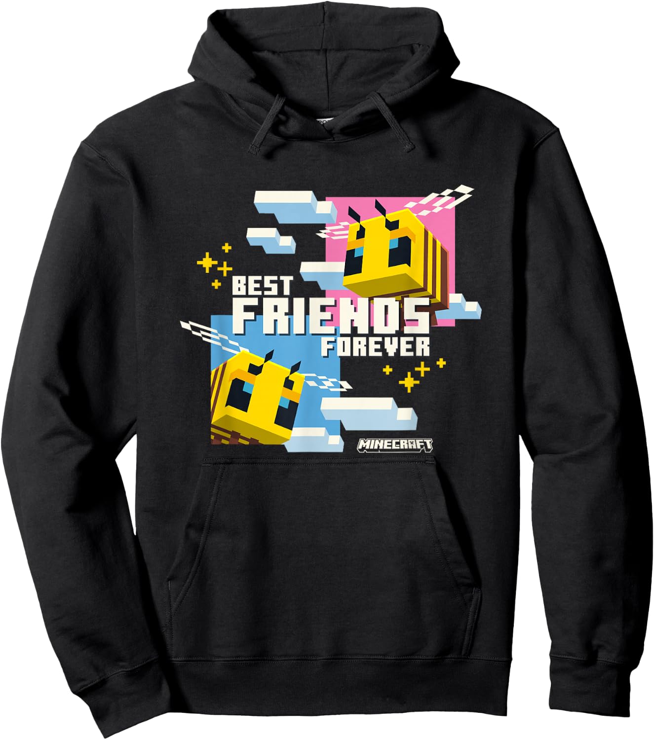 Minecraft Best Friends Forever Bees Flying Pink & Blue Hoodie - Hoodie | Black