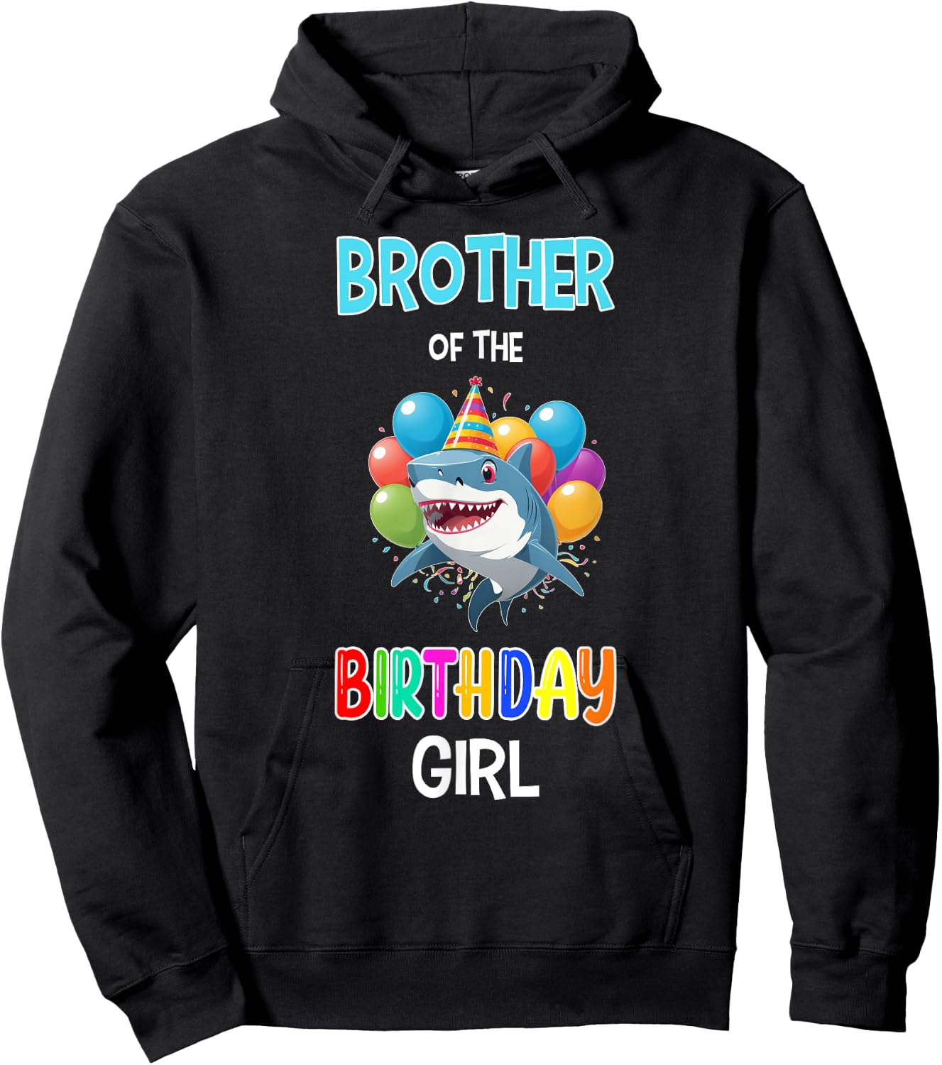 Brother of the Birthday Girl Shark Brother Shark Birthday Hoodie - Hoodie | Black