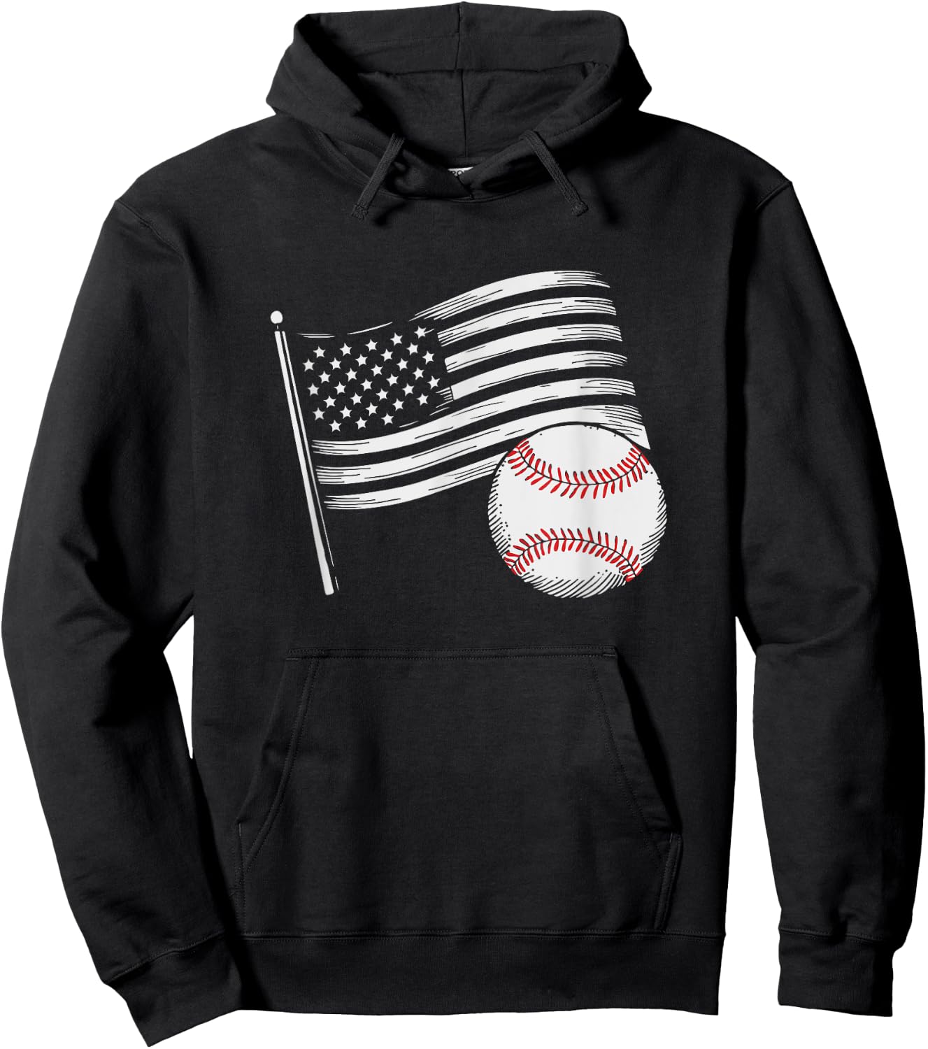 US American Flag Vintage Baseball Flag 4th Of July Kids Men Hoodie - Hoodie | Black