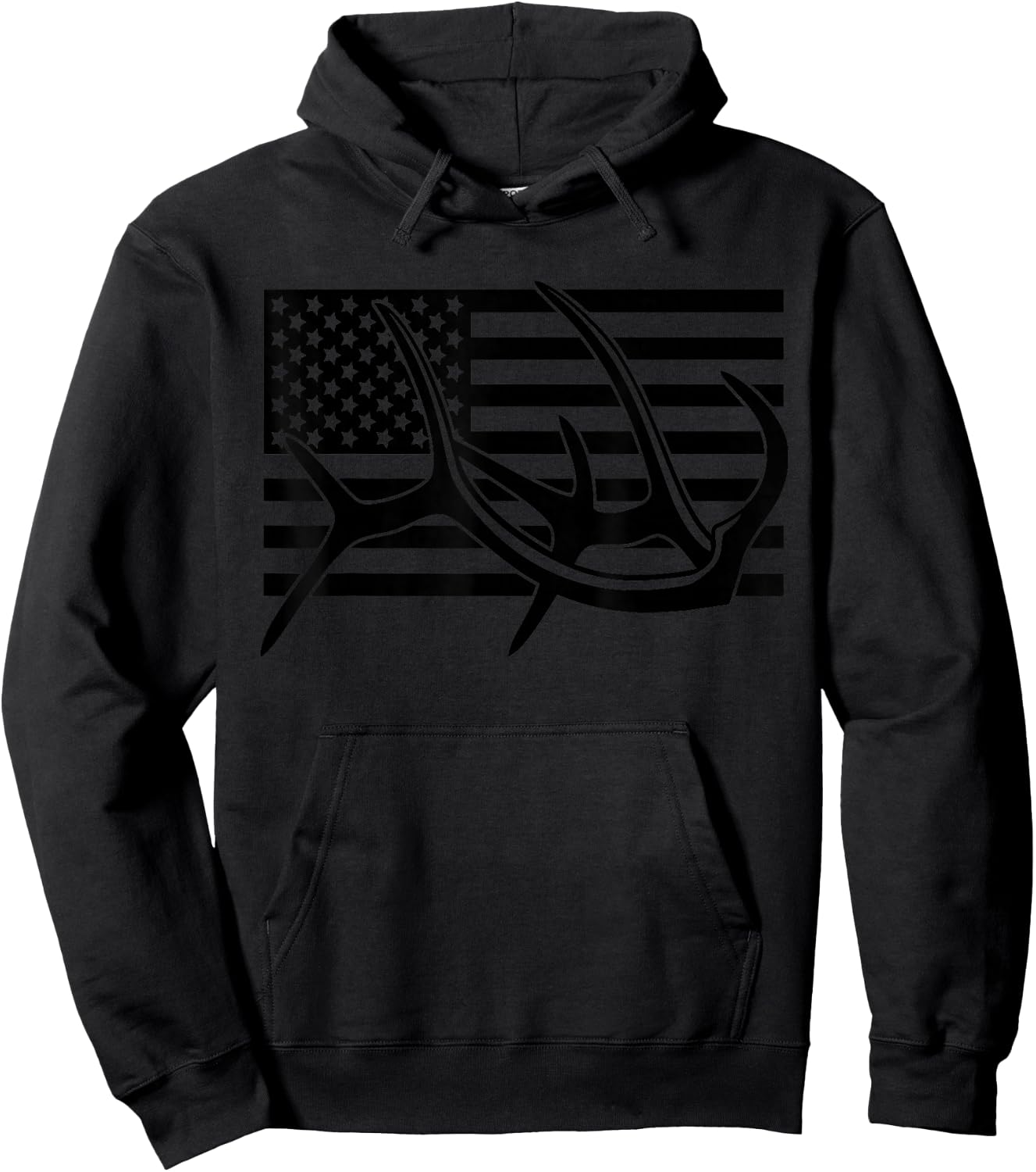 BASBO American Flag Outdoor Antlers Elk Deer Hoodie - Hoodie | Black