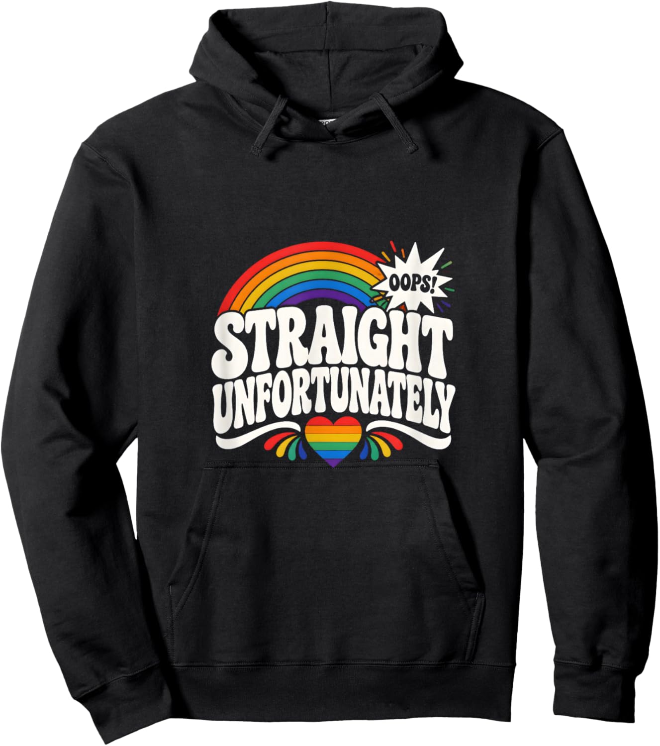 Straight Unfortunately LGBTQ Ally Retro Hoodie - Hoodie | Black
