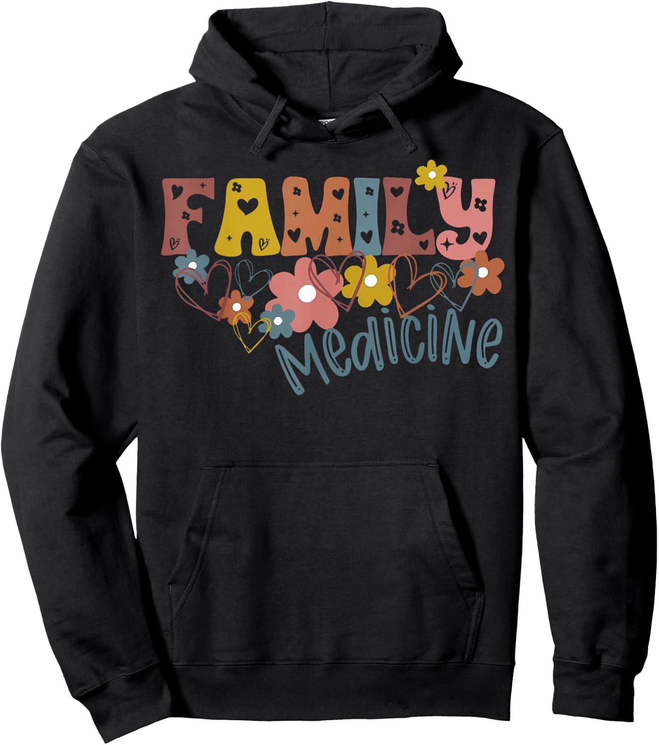 Floral Retro Family Medicine Health Clinic Office Staff Hoodie - Hoodie | Black