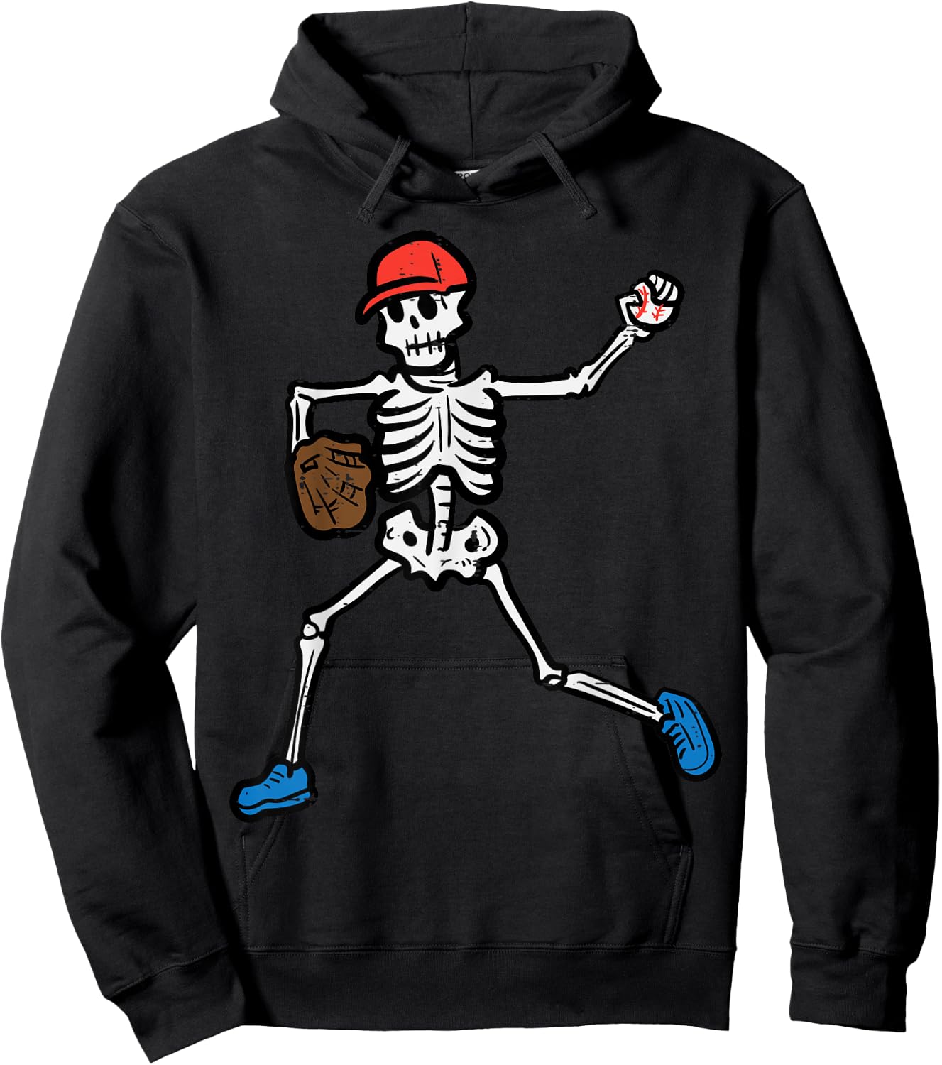 Halloween Baseball Pitcher Skeleton Costume Boys Kids Men Hoodie - Hoodie | Black