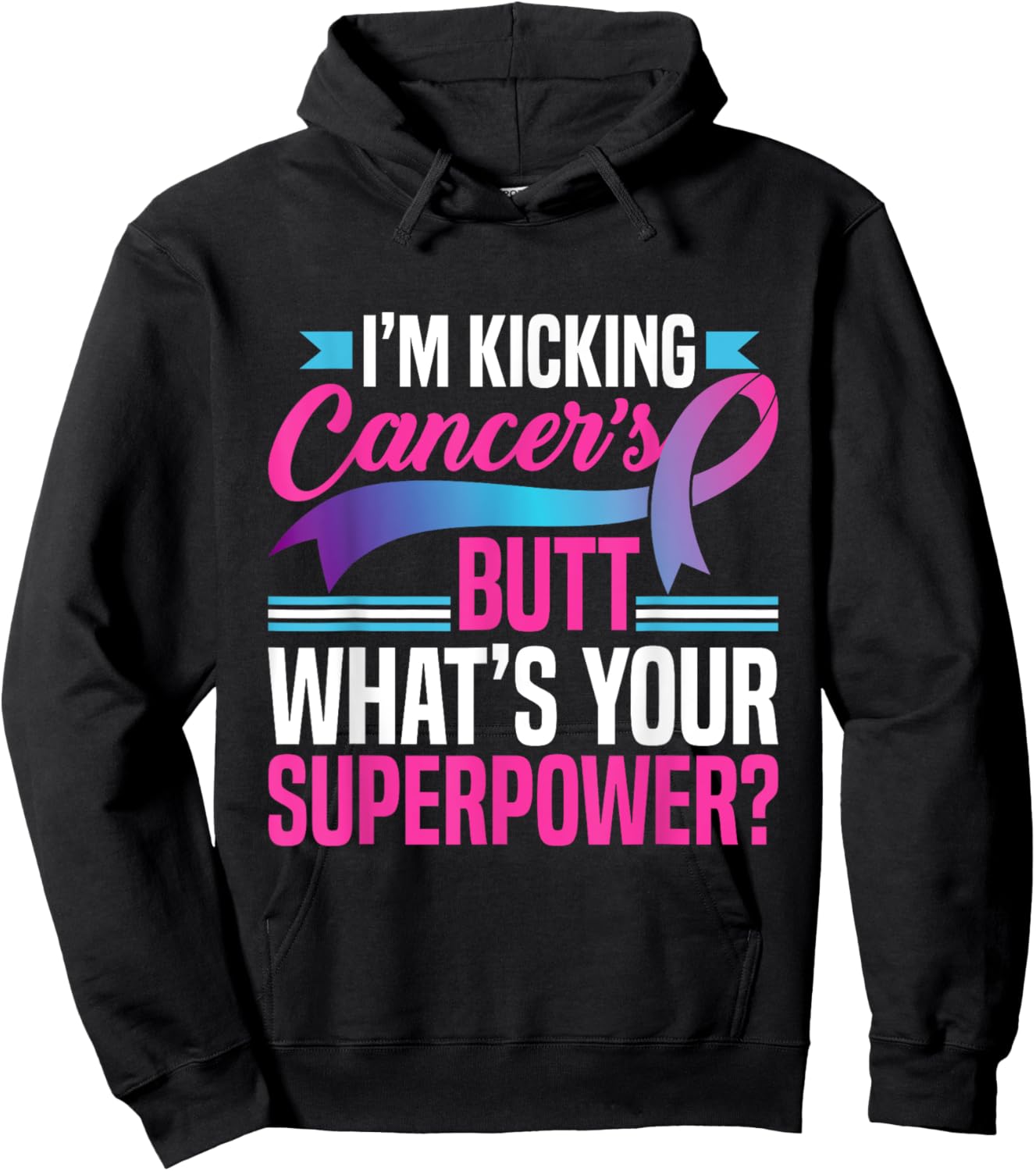 Kicking Cancers Butt Superpower Thyroid Cancer Awareness Hoodie - Hoodie | Black