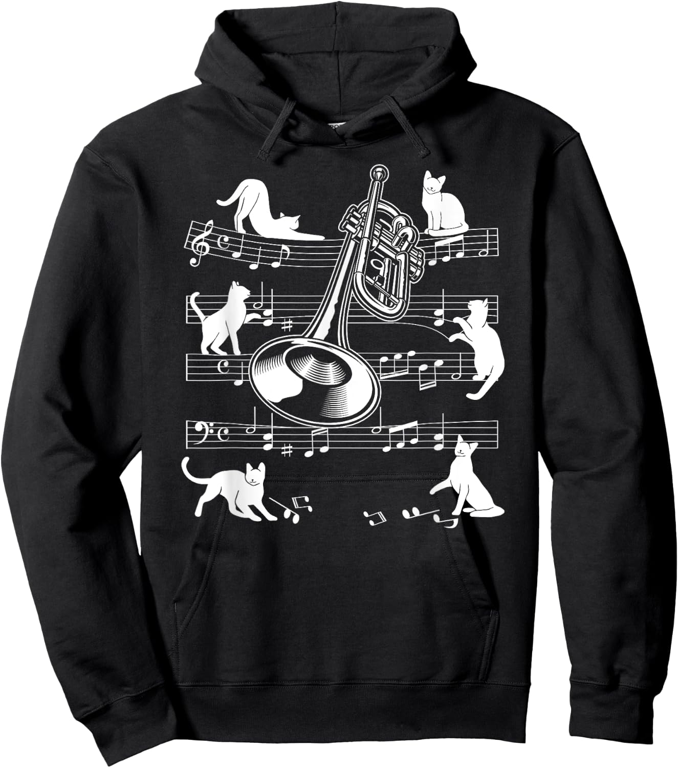 Trumpeter Cats for Cat loving Trumpet player Hoodie - Hoodie | Black