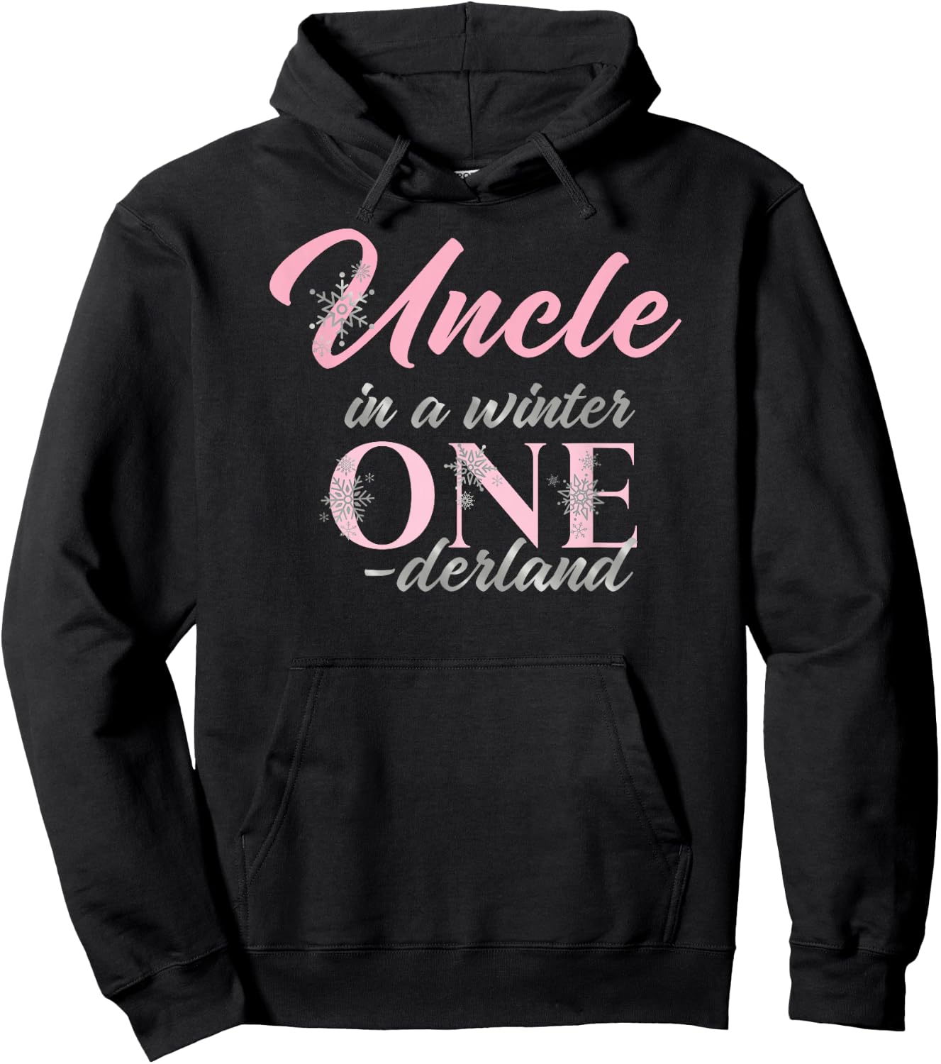 Uncle Of The Birthday for Girl Winter Onederland 1st Hoodie - Hoodie | Black