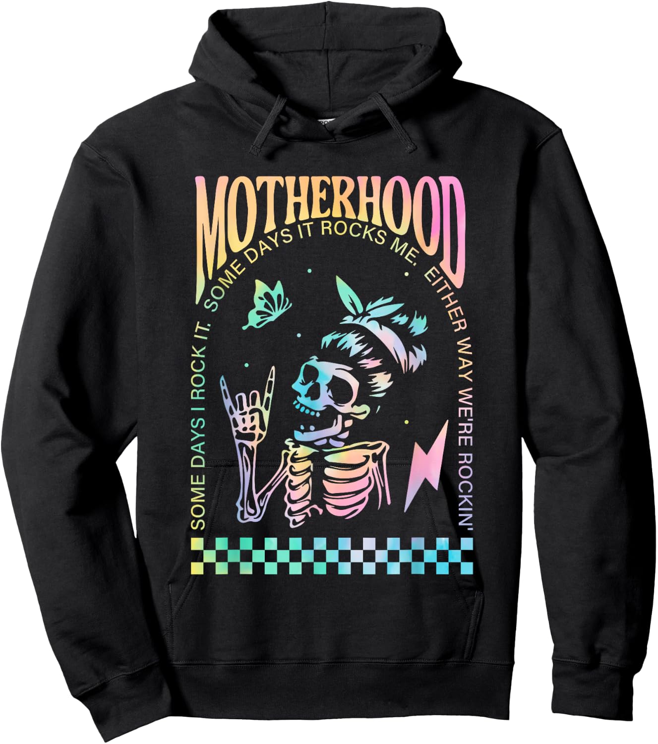Rockin' Motherhood Tie Dye Hoodie - Hoodie | Black