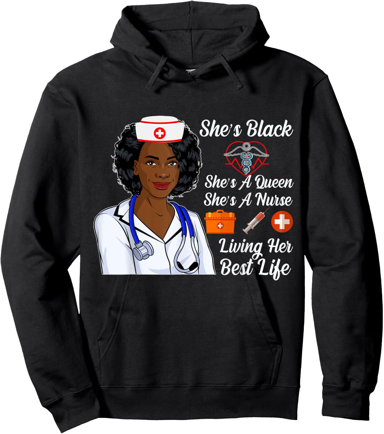 Black Nurse Afro Women Melanin Nurse Black History Month Hoodie - Hoodie | Black