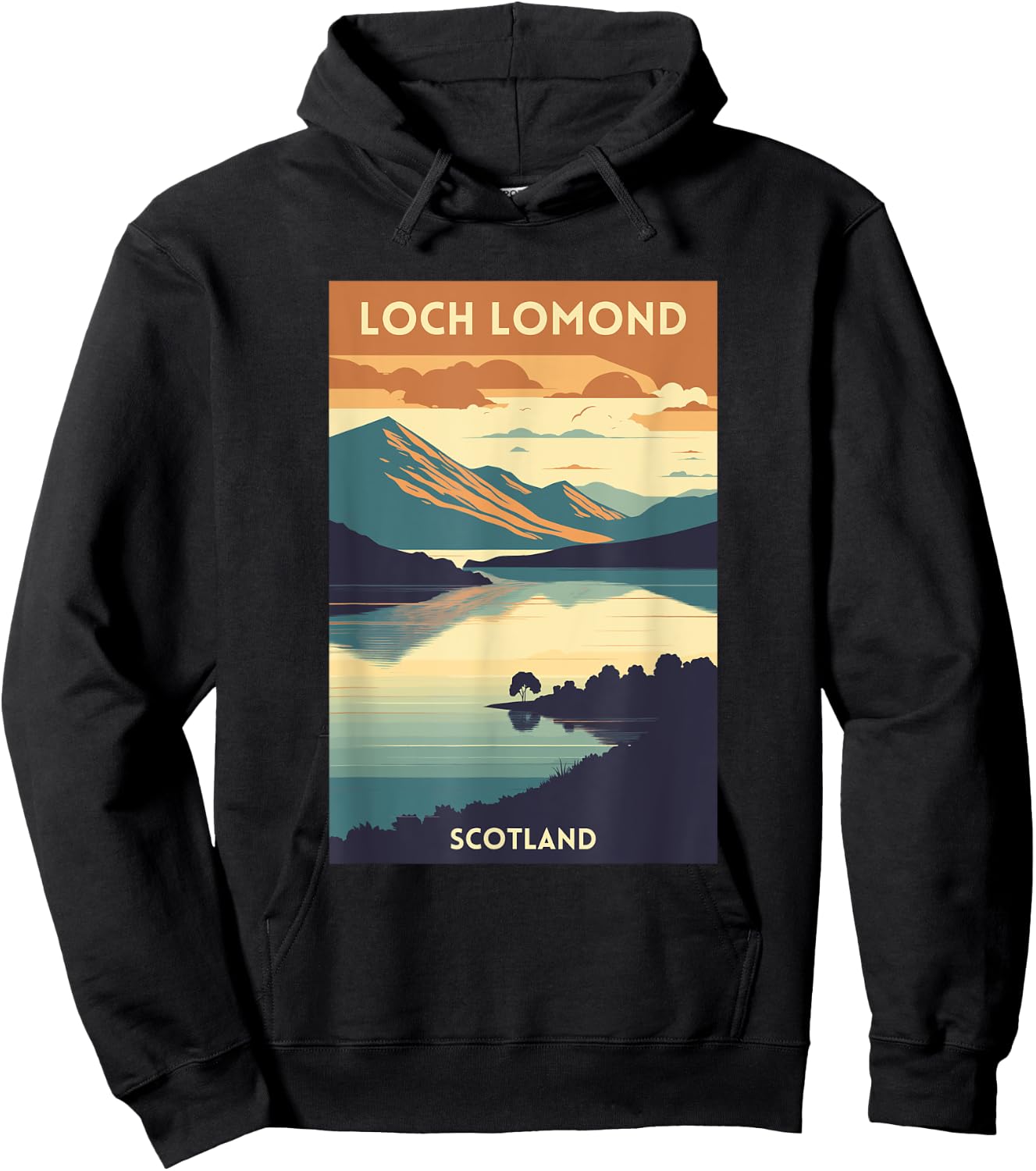 Loch Lomond Scotland Scottish Highlands UK Retro Travel Hoodie - Hoodie | Black