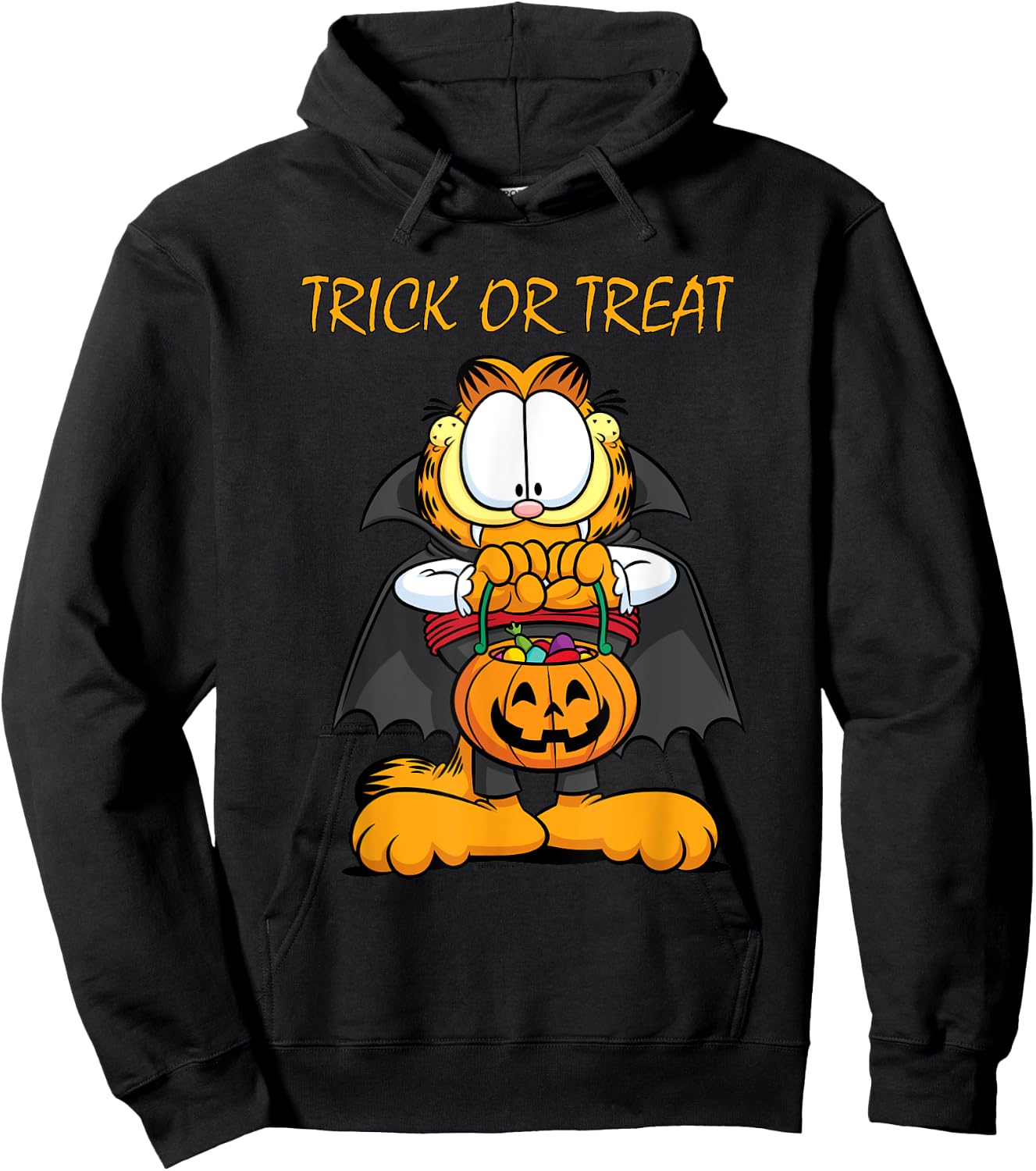 Garfield Halloween Trick Or Treat Pumpkin Hoodie - Hoodie | Black
