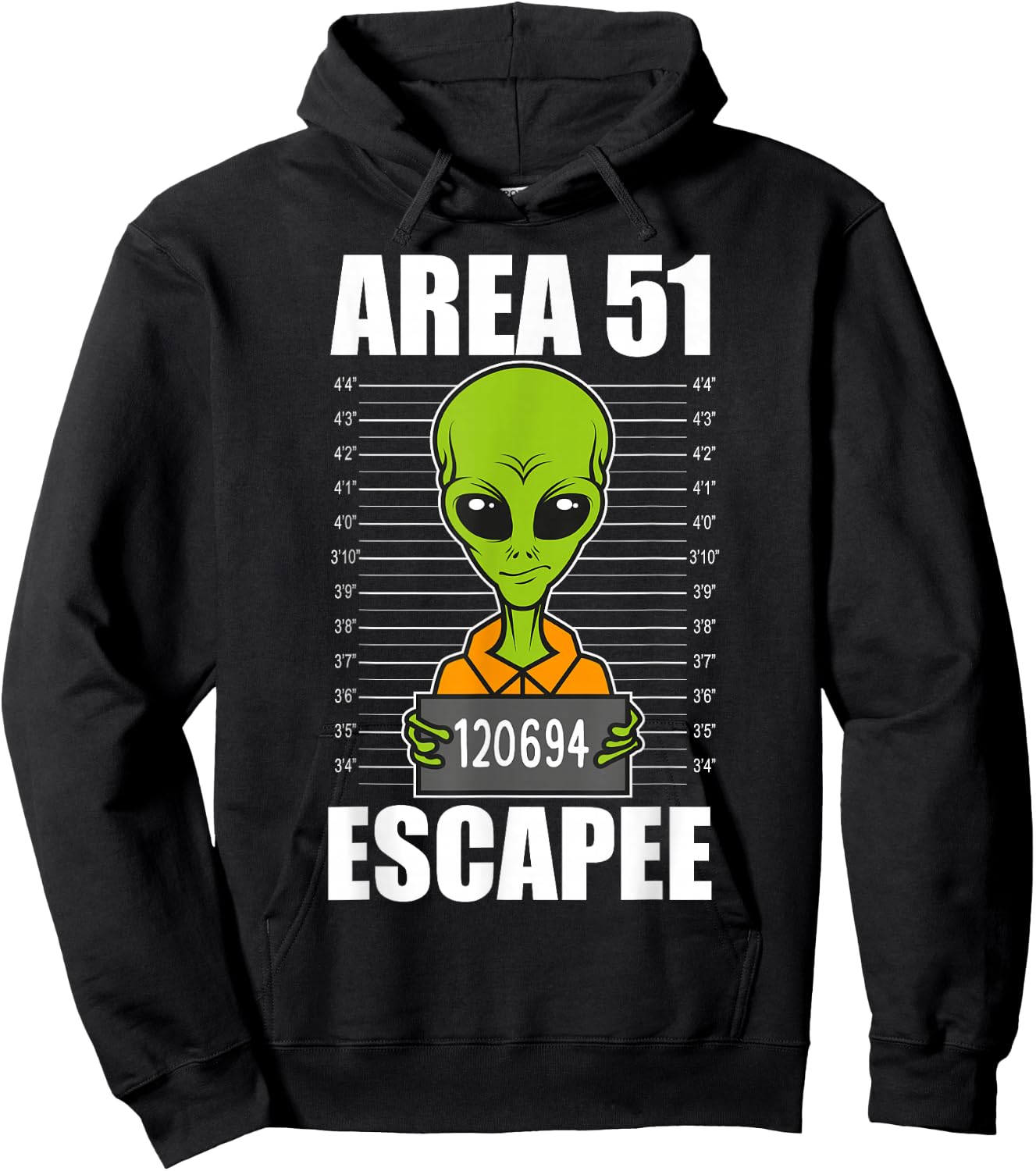 Storm Area 51 Alien Escapee from Area 51 - Alien Mugshot Hoodie - Hoodie | Black
