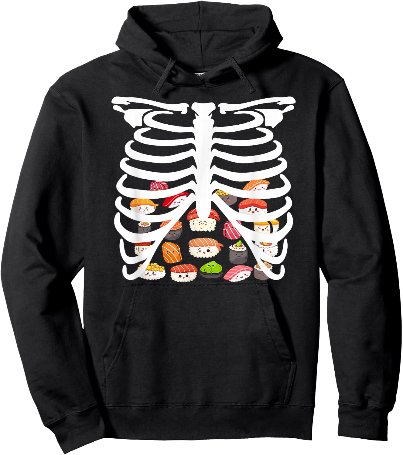 Halloween Japanese dish Food Rib Cage Skeleton Sushi Hoodie - Hoodie | Black