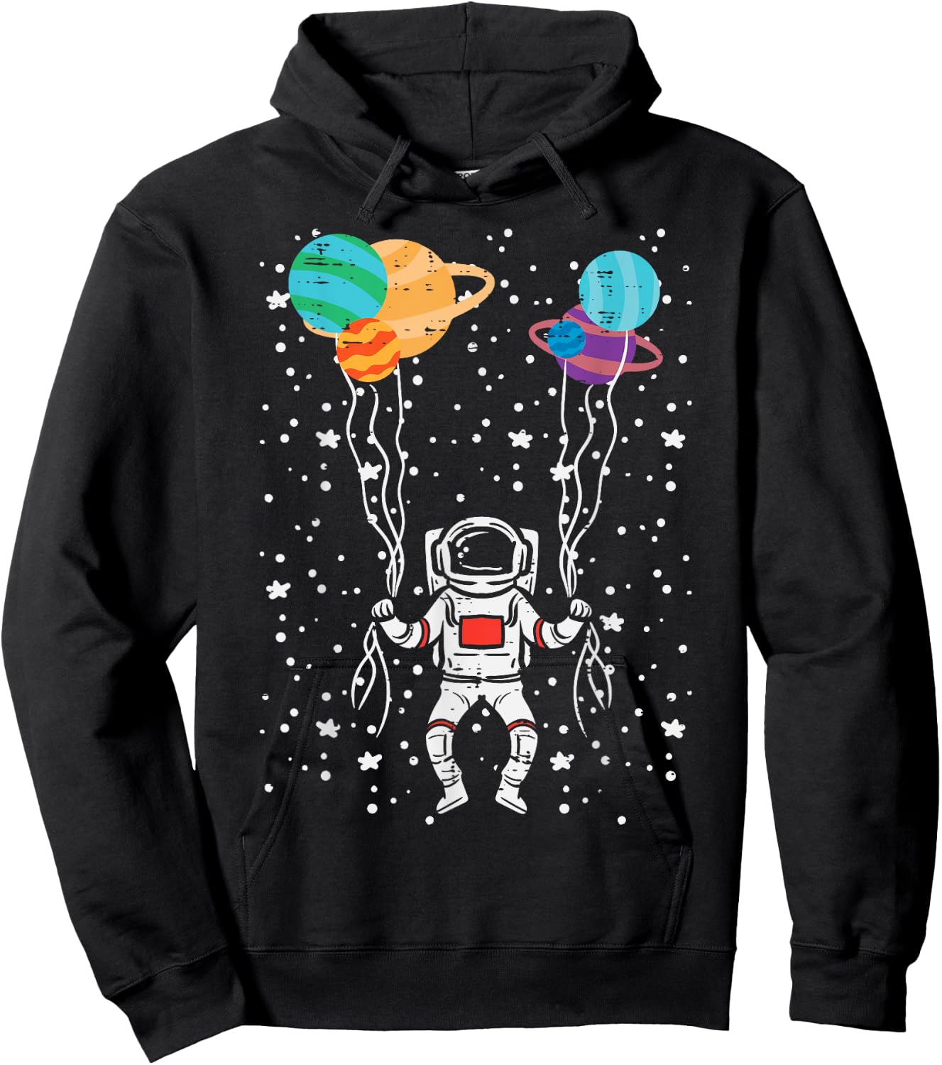 Spaceman Balloon Planets Astronaut Space Women Men Kids Teen Hoodie - Hoodie | Black
