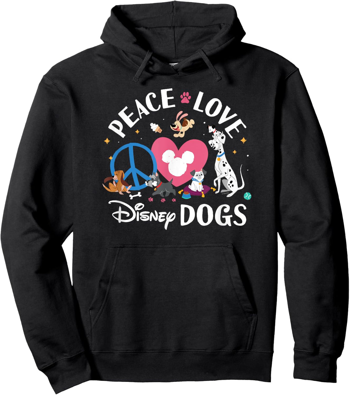 Disney - Peace, Love, Disney Dogs Hoodie - Hoodie | Black