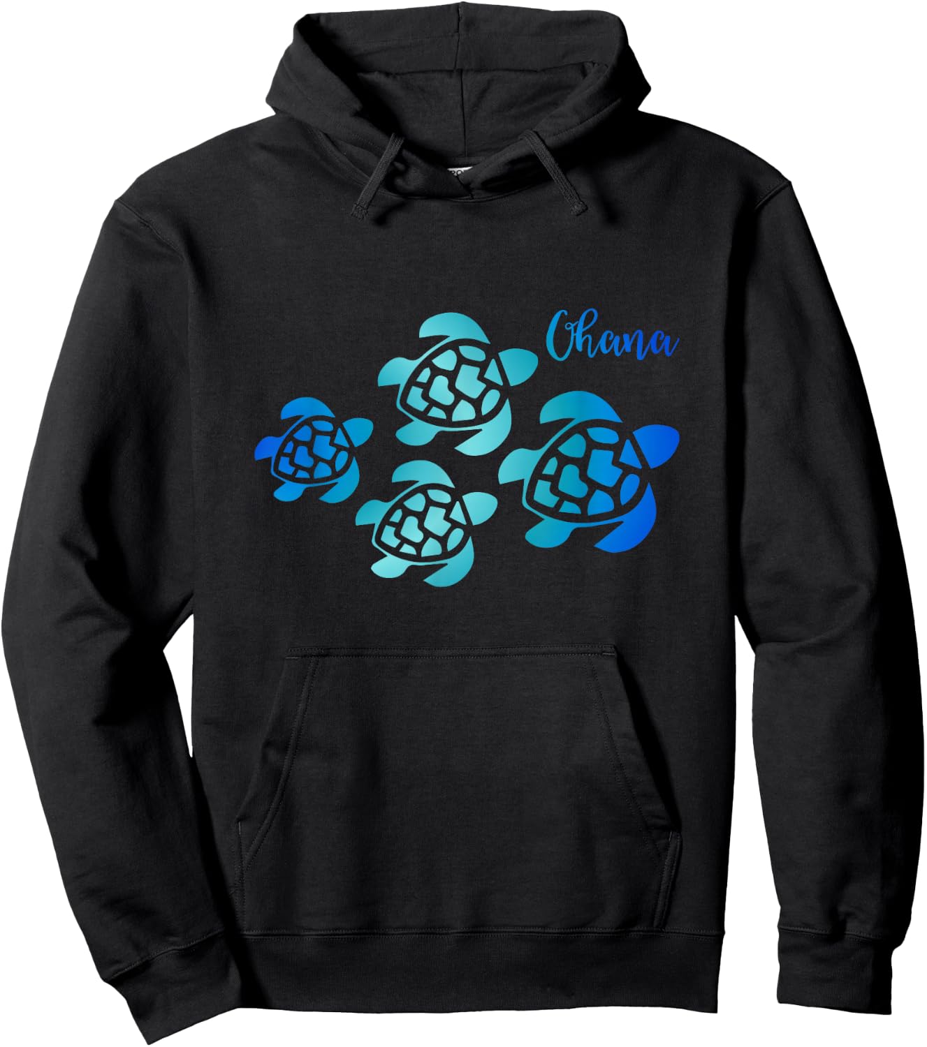 Ohana Sea Turtle Family Hawaii Vacation Tropical Hawaiian Hoodie - Hoodie | Black