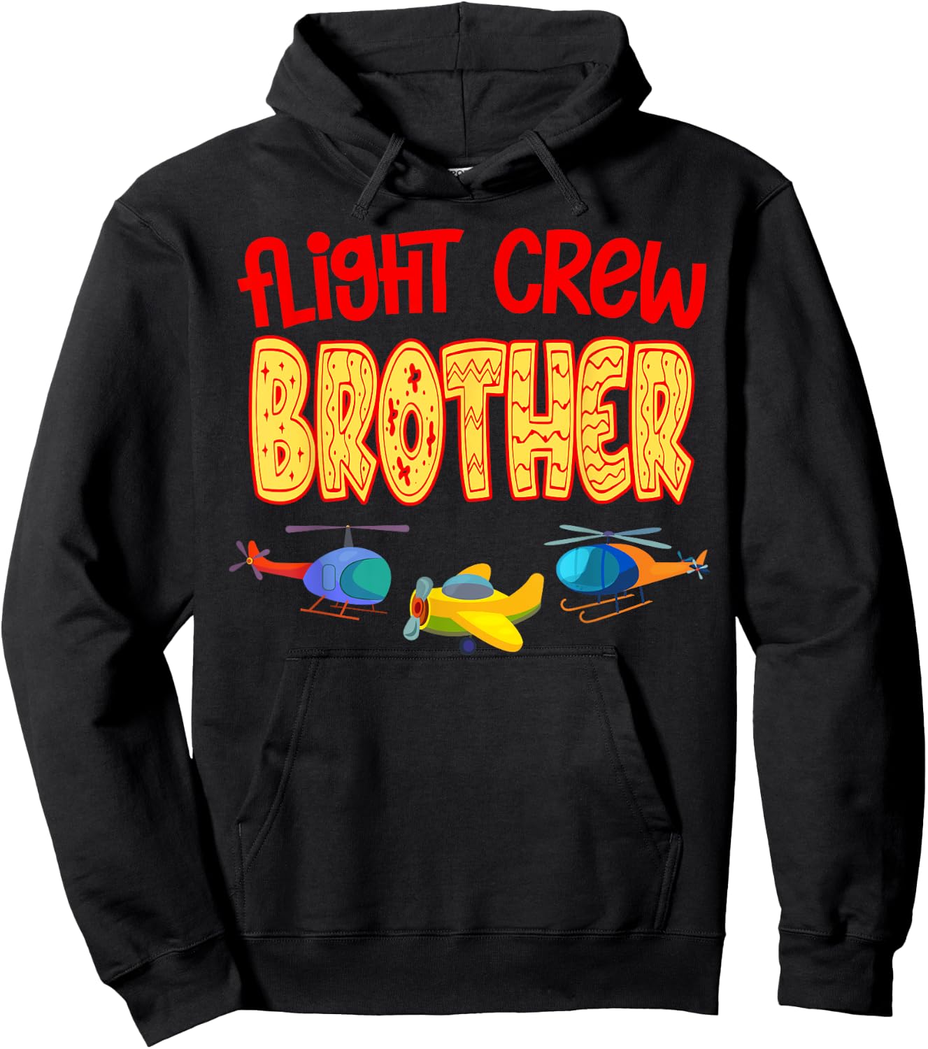 Flight Crew BROTHER Of The Birthday Funny Bday Family Humor Hoodie - Hoodie | Black
