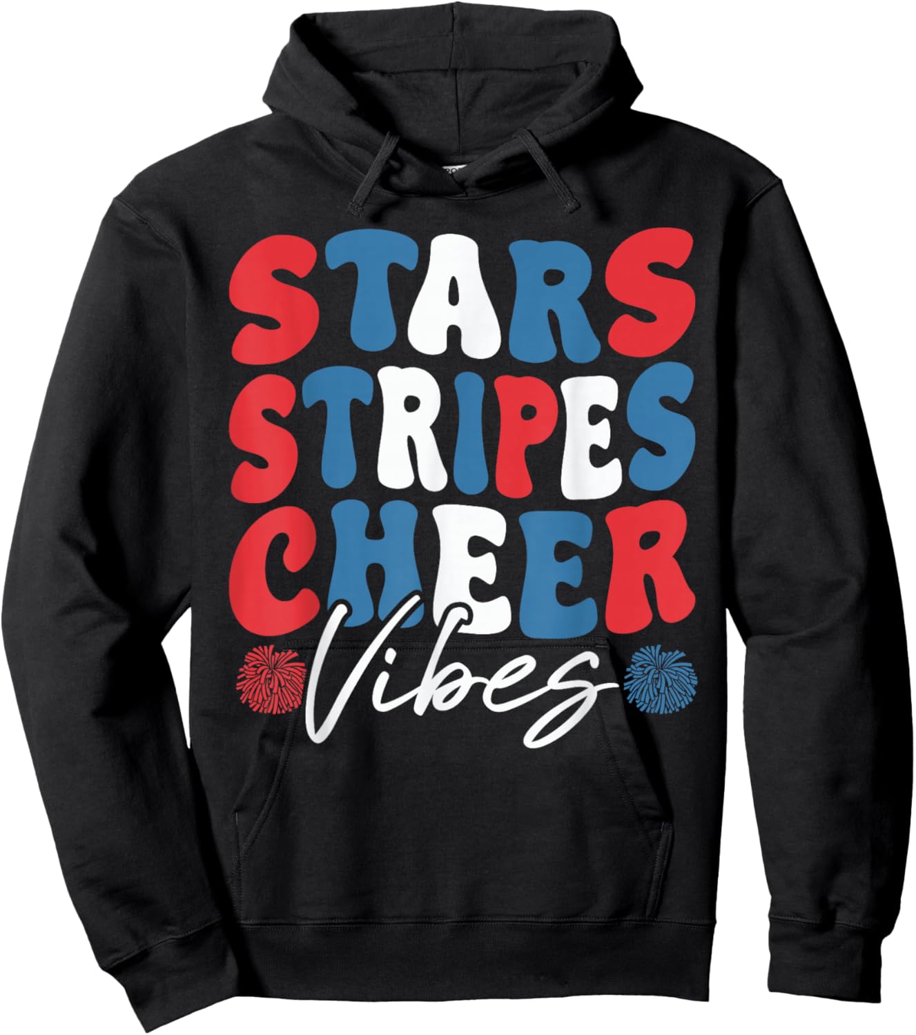 Cheer Vibes Patriotic Cheer Crew Cheerleader USA Bow Hoodie - Hoodie | Black