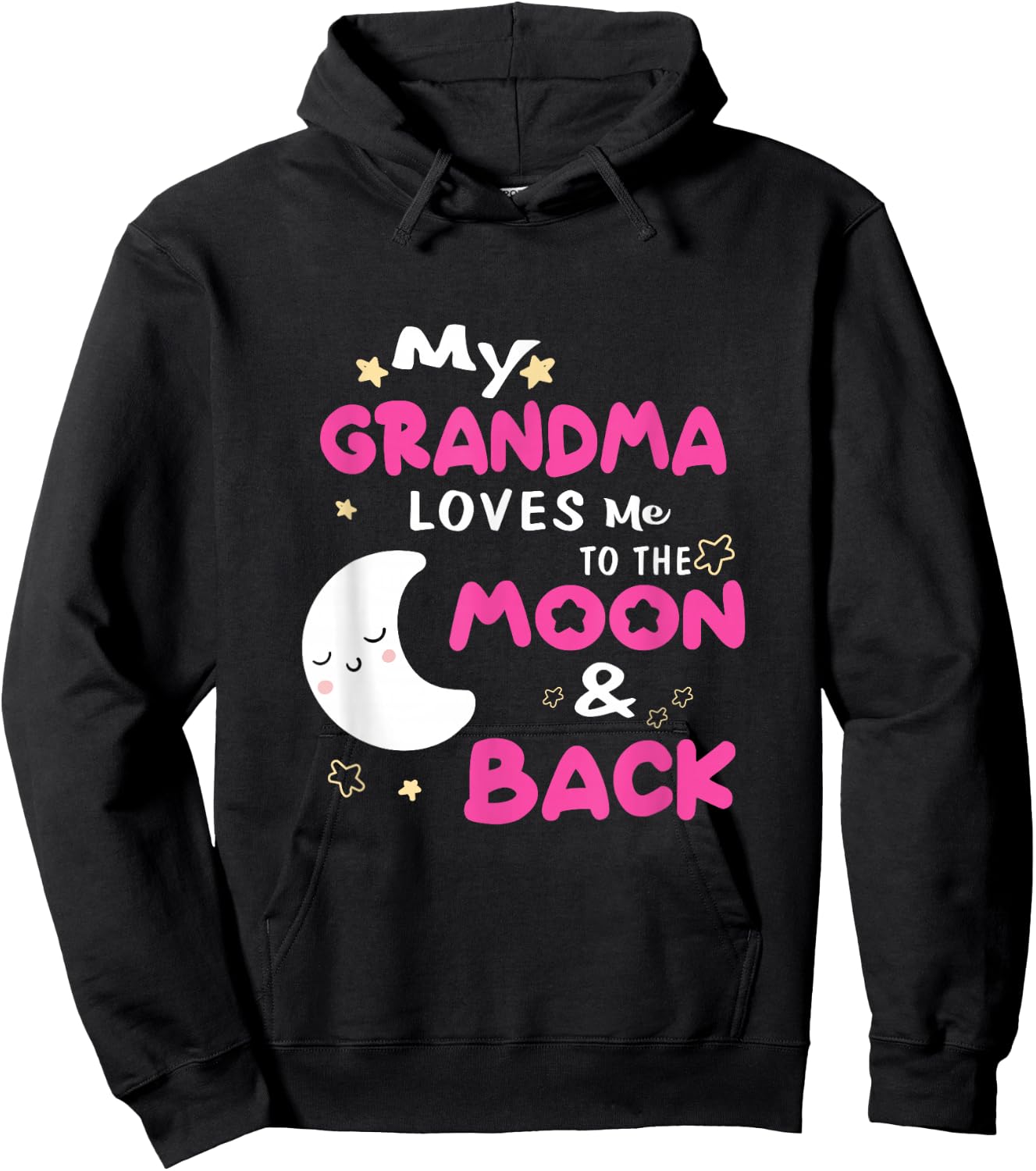 My Grandma Loves Me To The Moon And Back Kids Boys Girls Hoodie - Hoodie | Black