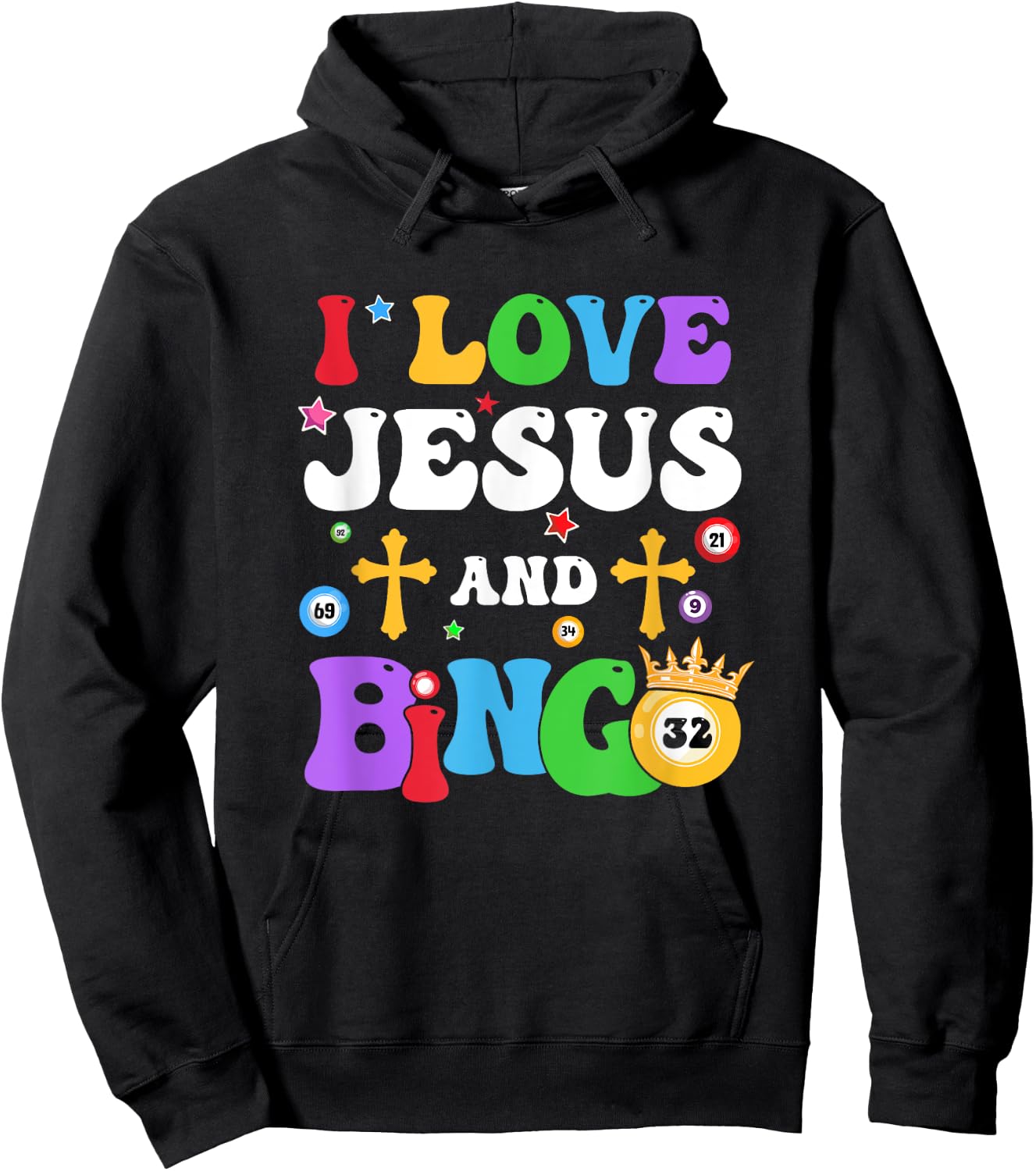 I Love Jesus And Bingo Christian Cross Board Games Hoodie - Hoodie | Black