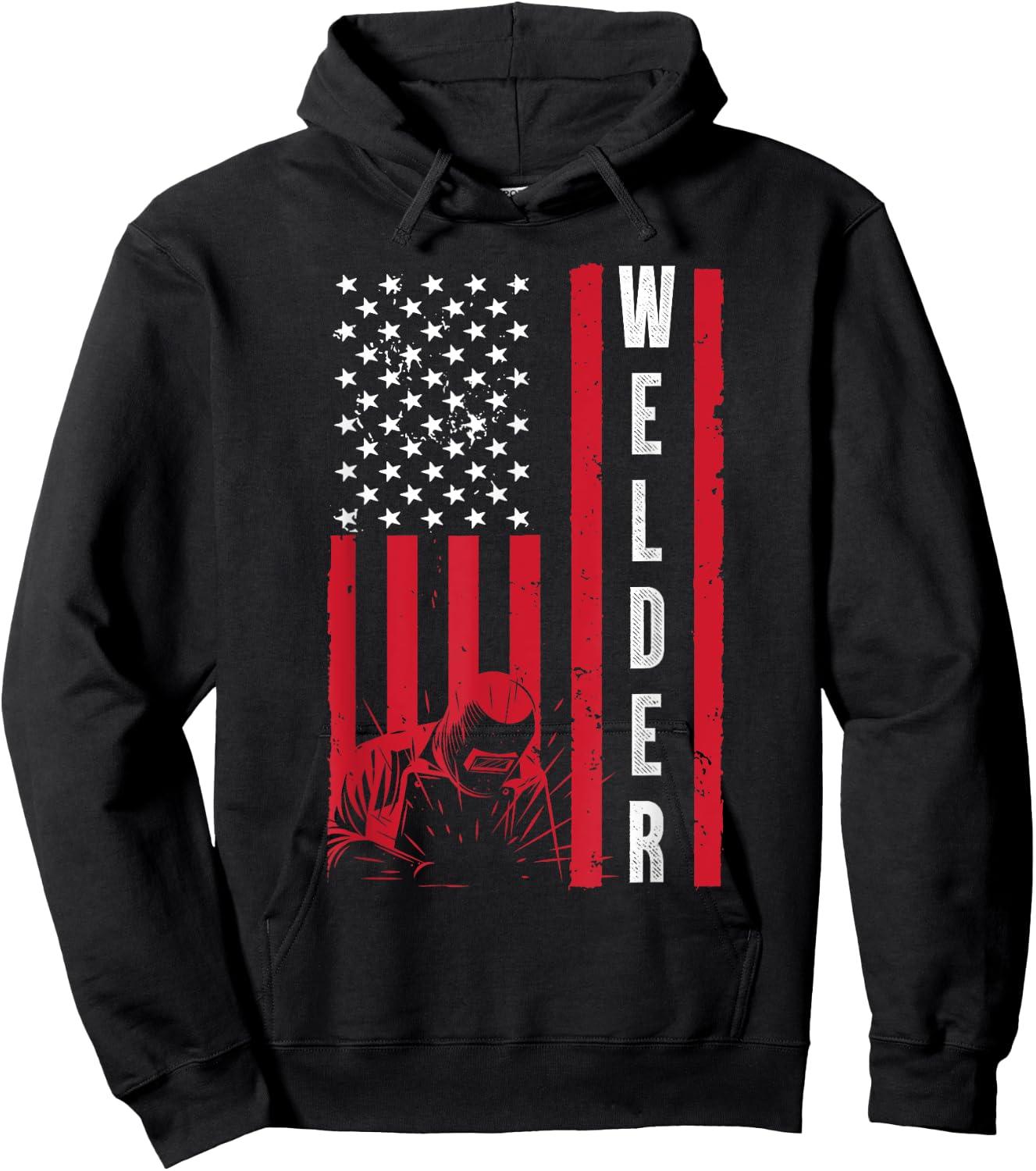 Cool Welding US Flag Art Women Welder Welding Lover Hoodie - Hoodie | Black