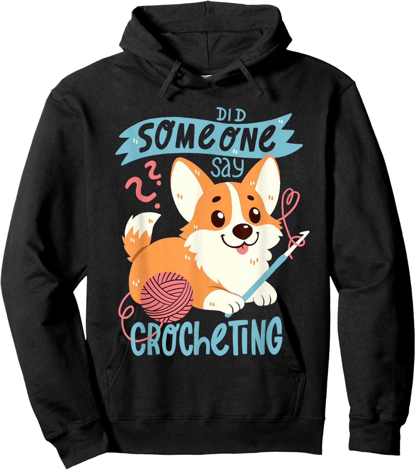 Crochet Corgi Hoodie - Hoodie | Black