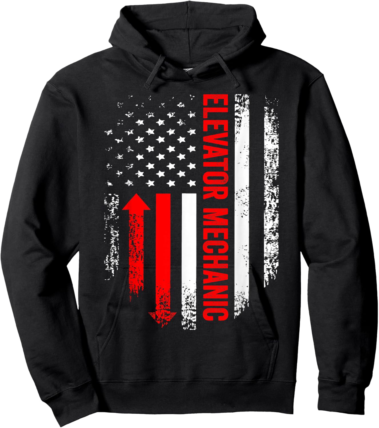 Elevator Mechanic USA Flag Repairman Technician Hoodie - Hoodie | Black