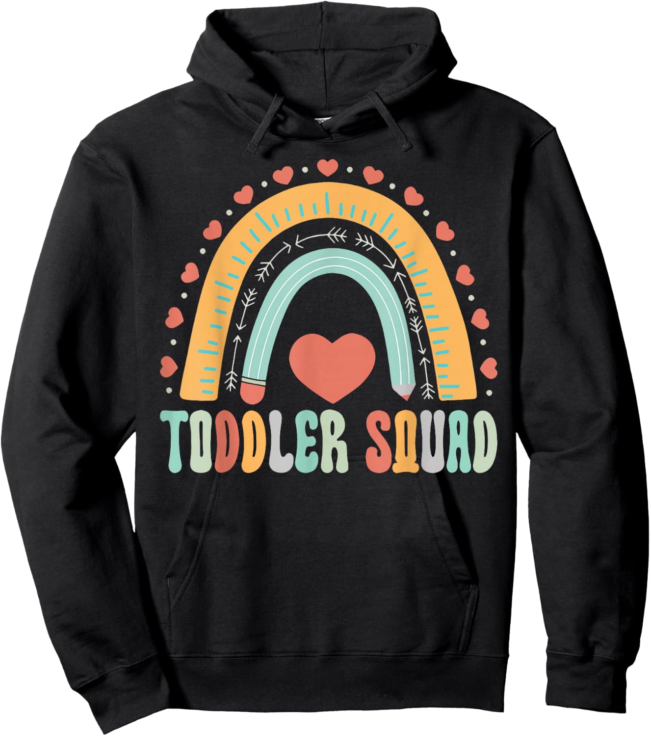 Toddler Squad Rainbow Teacher Early Childhood Educator Hoodie - Hoodie | Black