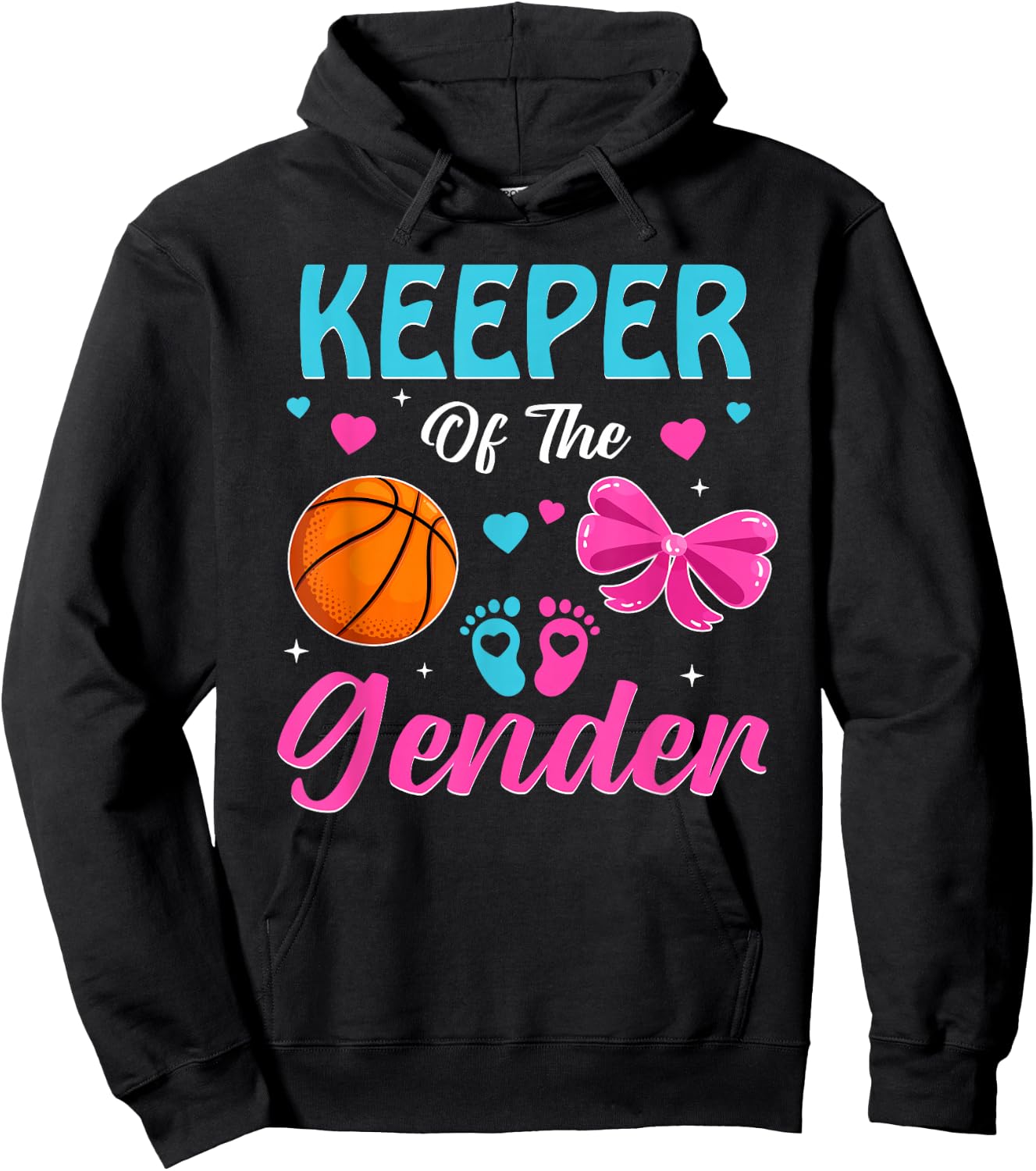 Keeper Of The Gender Basketball Gender Reveal Party Hoodie - Hoodie | Black