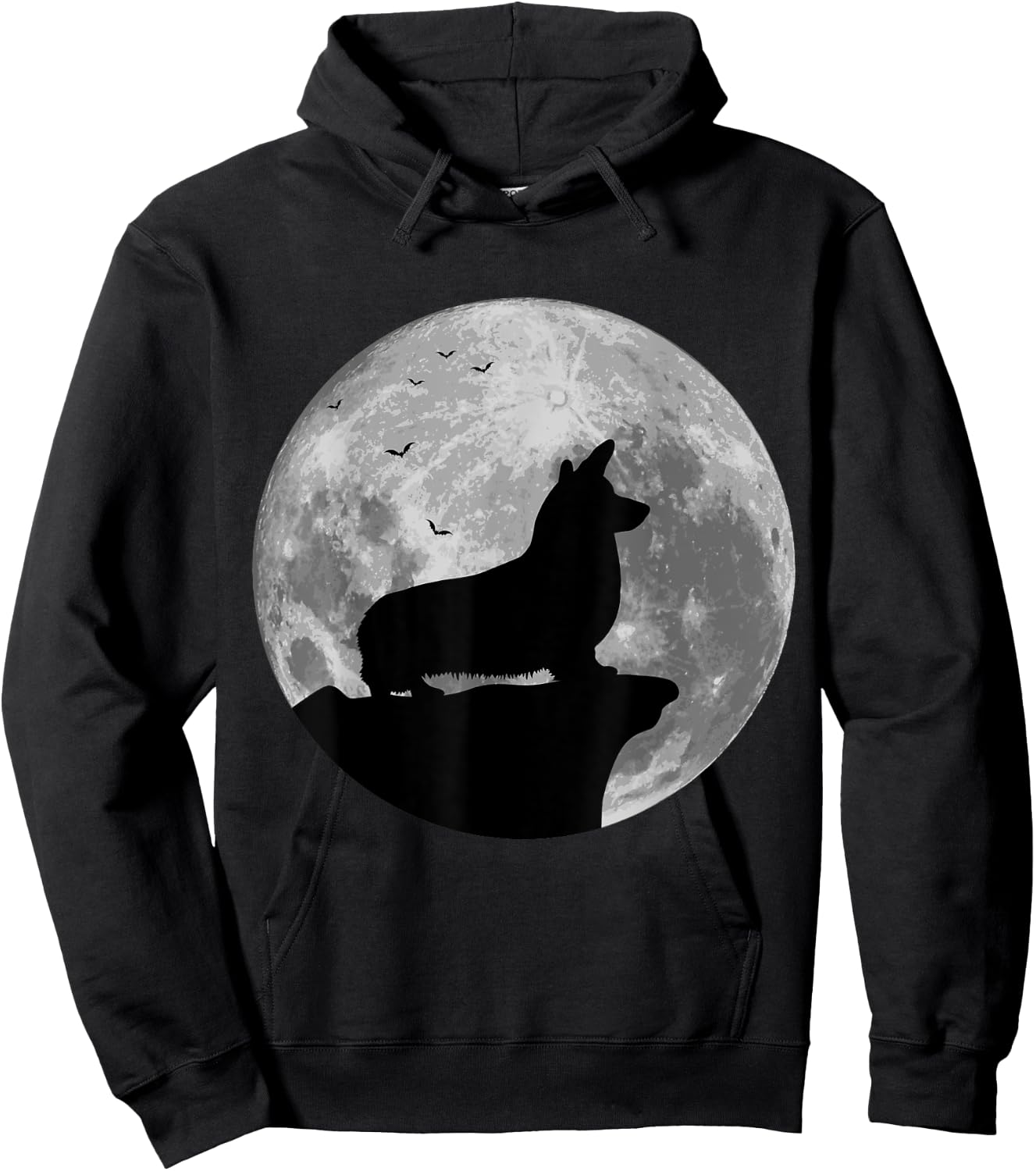 Pembroke Welsh Corgi Silhouette The Moon Halloween Costume Hoodie - Hoodie | Black
