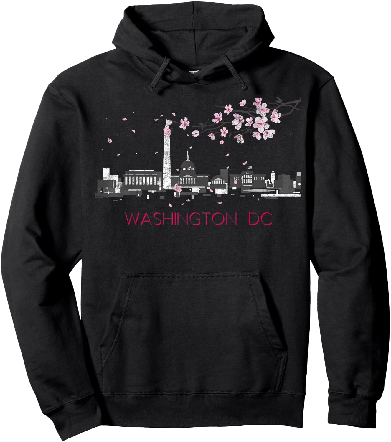 Washington D.C.Vacation Cherry Blossom White House Capitol Hoodie - Hoodie | Black