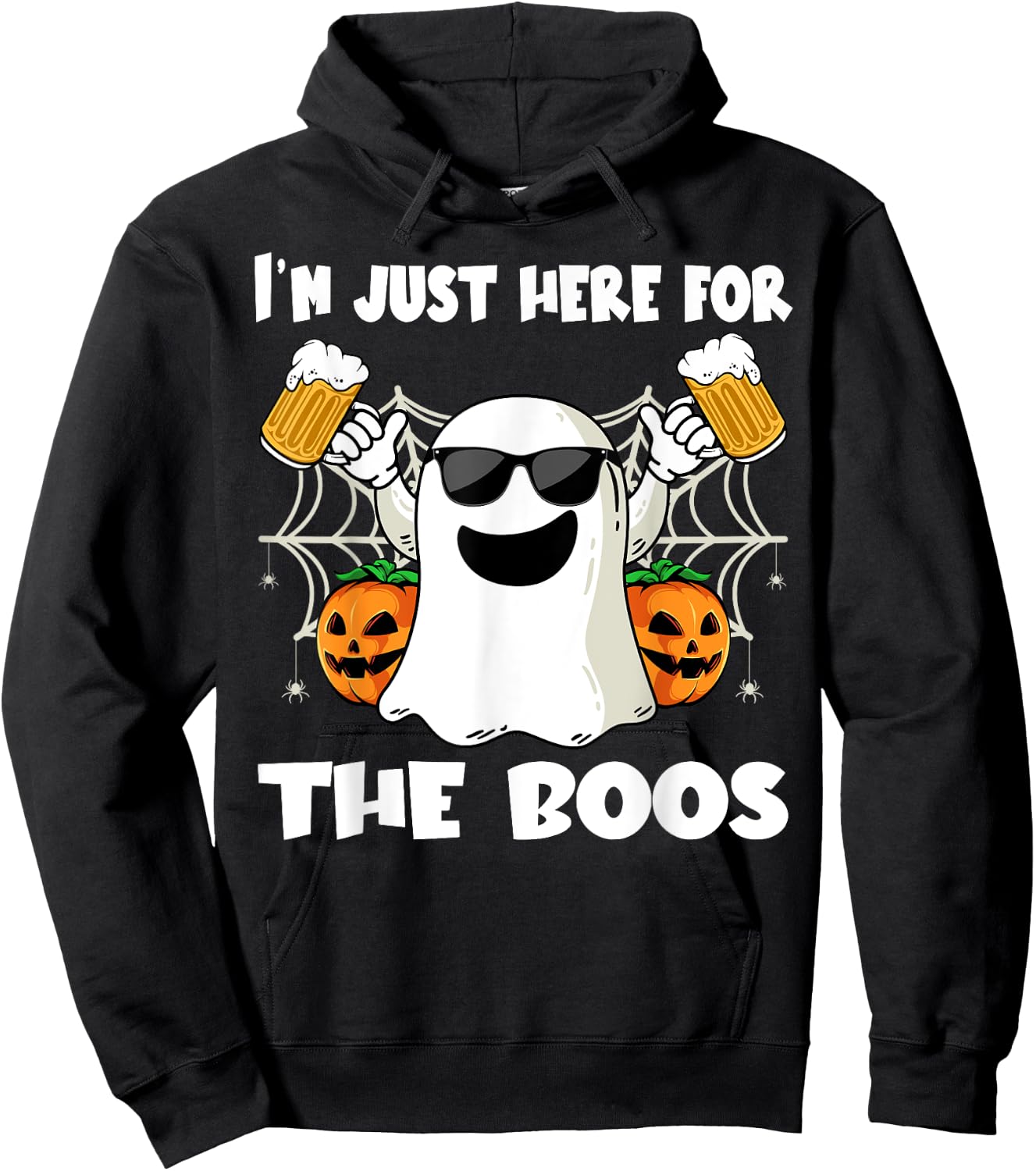Im Just Here For The Boos Halloween Pumpkin Ghost Drink Beer Hoodie - Hoodie | Black