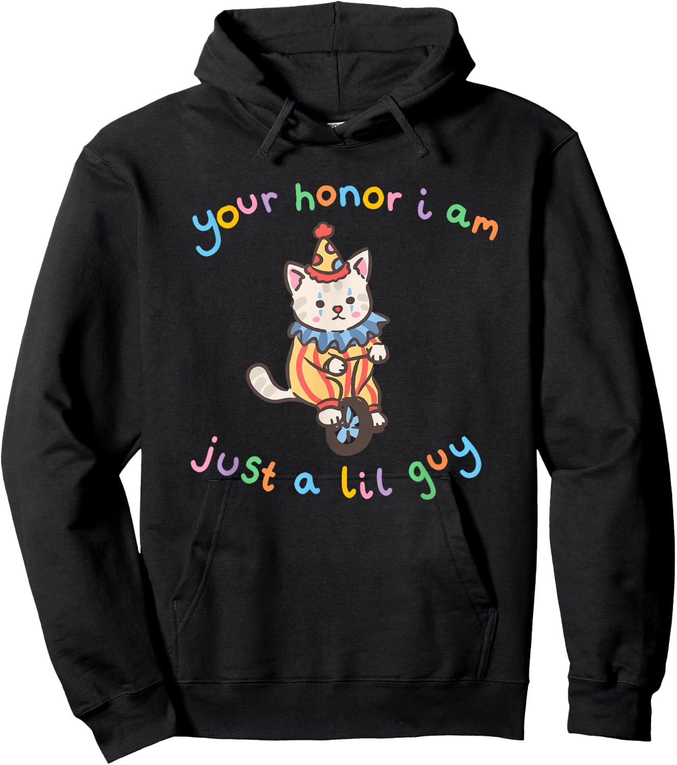 Your Honor I Am Just A Lil Guy Funny Clown Cat Hoodie - Hoodie | Black