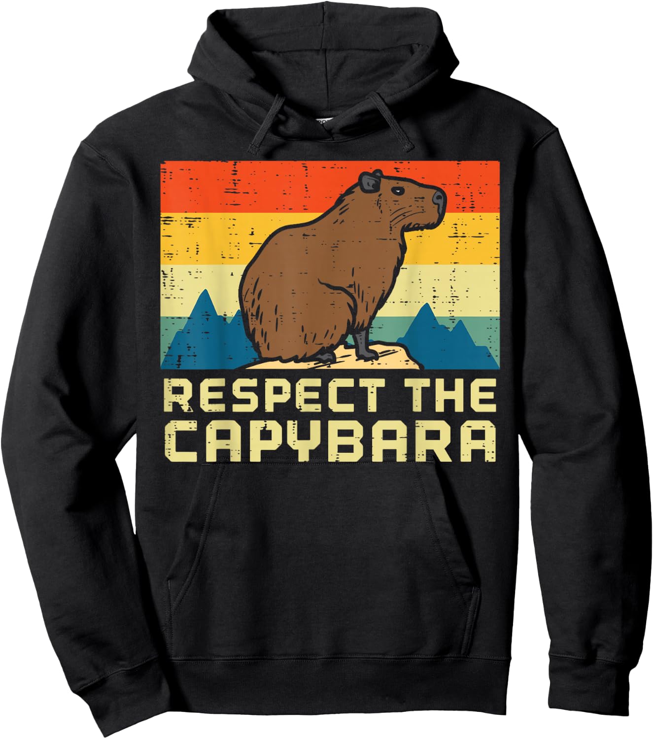 Respect The Capybara Retro Capy Rodent Animal Men Women Kids Hoodie - Hoodie | Black